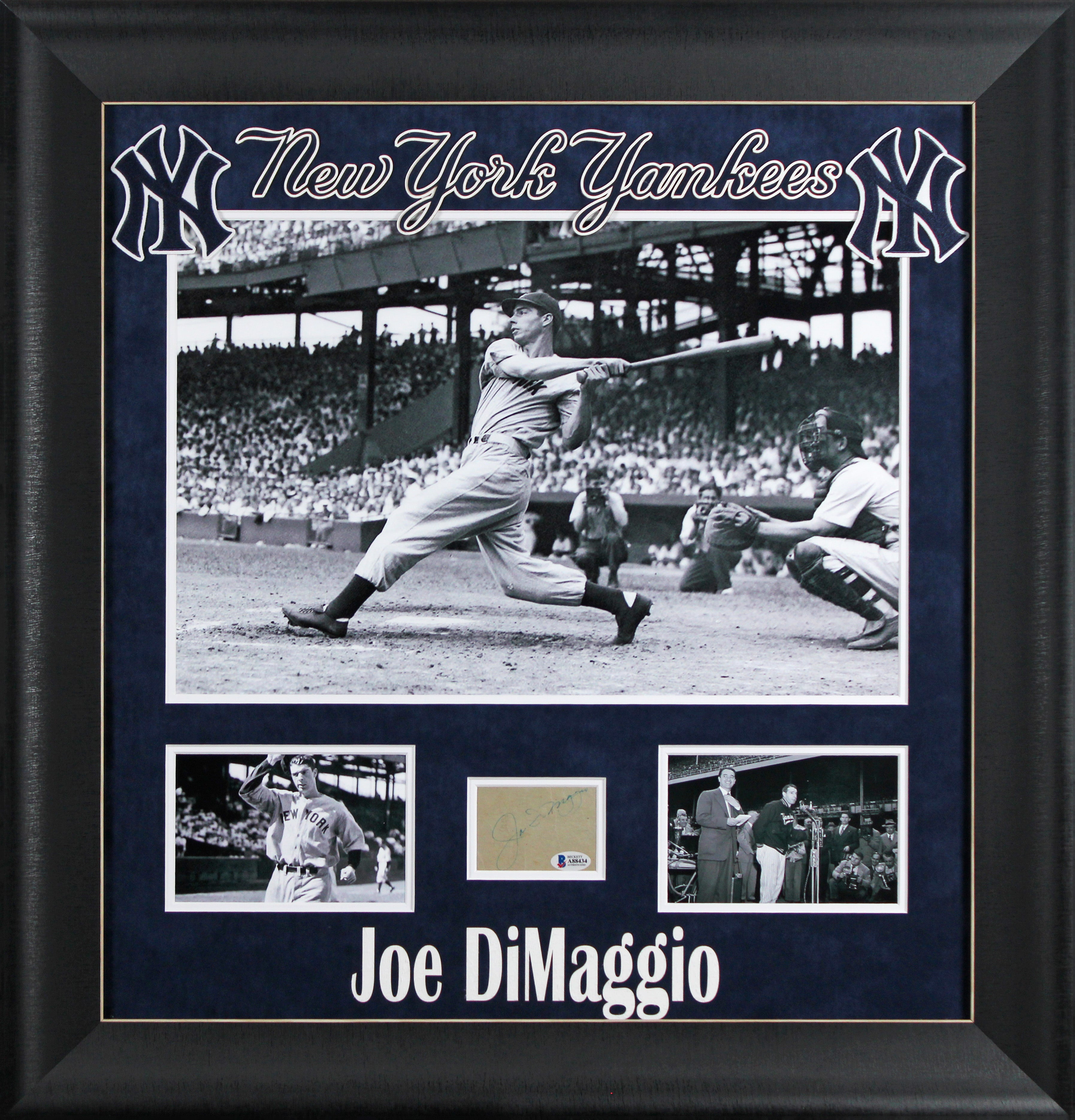 Yankees Joe DiMaggio Authentic Signed & Framed 2.5x3 Cut Signature BAS #A88434