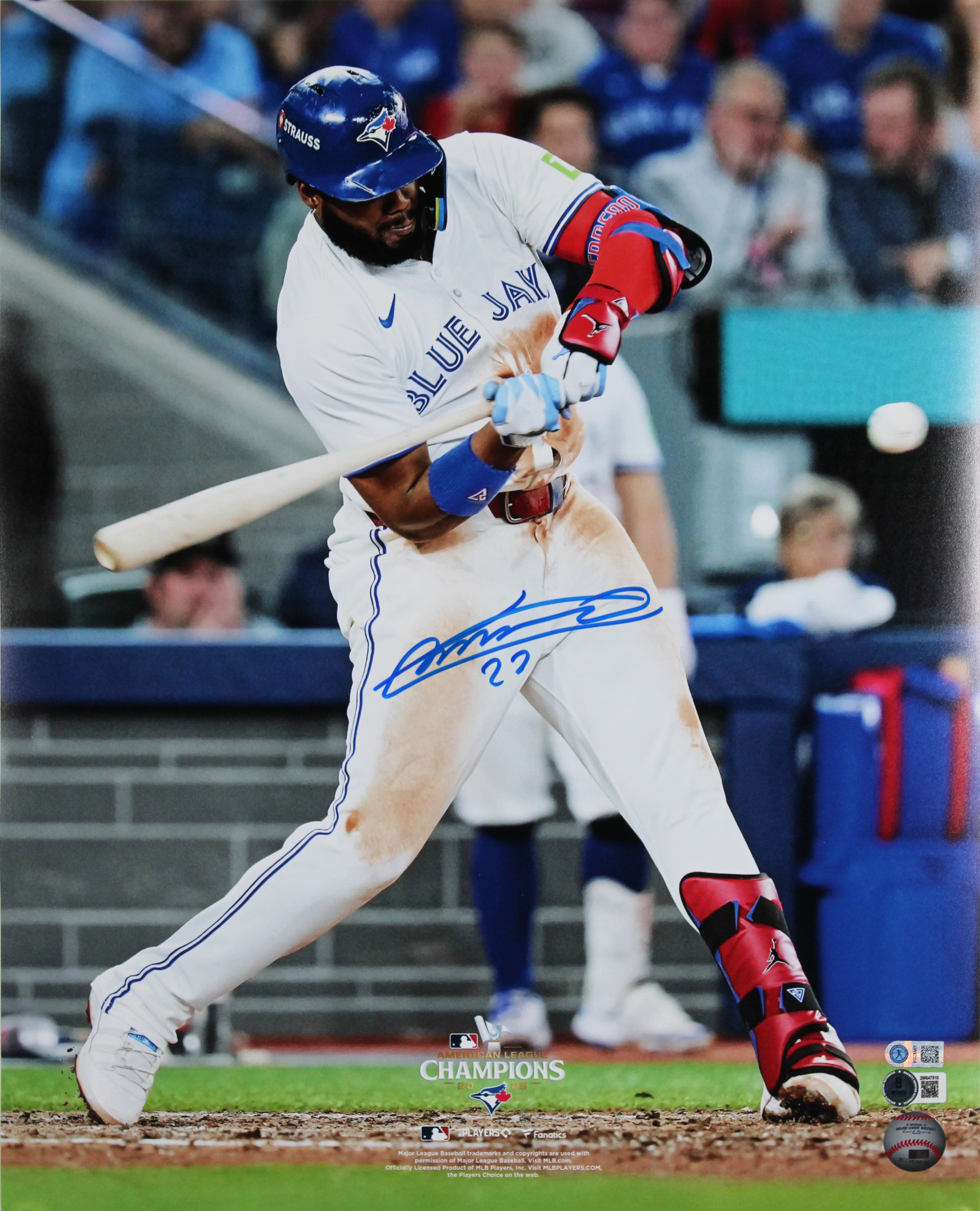 Vladimir Guerrero Jr. Signed 16x20 Vertical ALCS Batting Photo BAS Witnessed