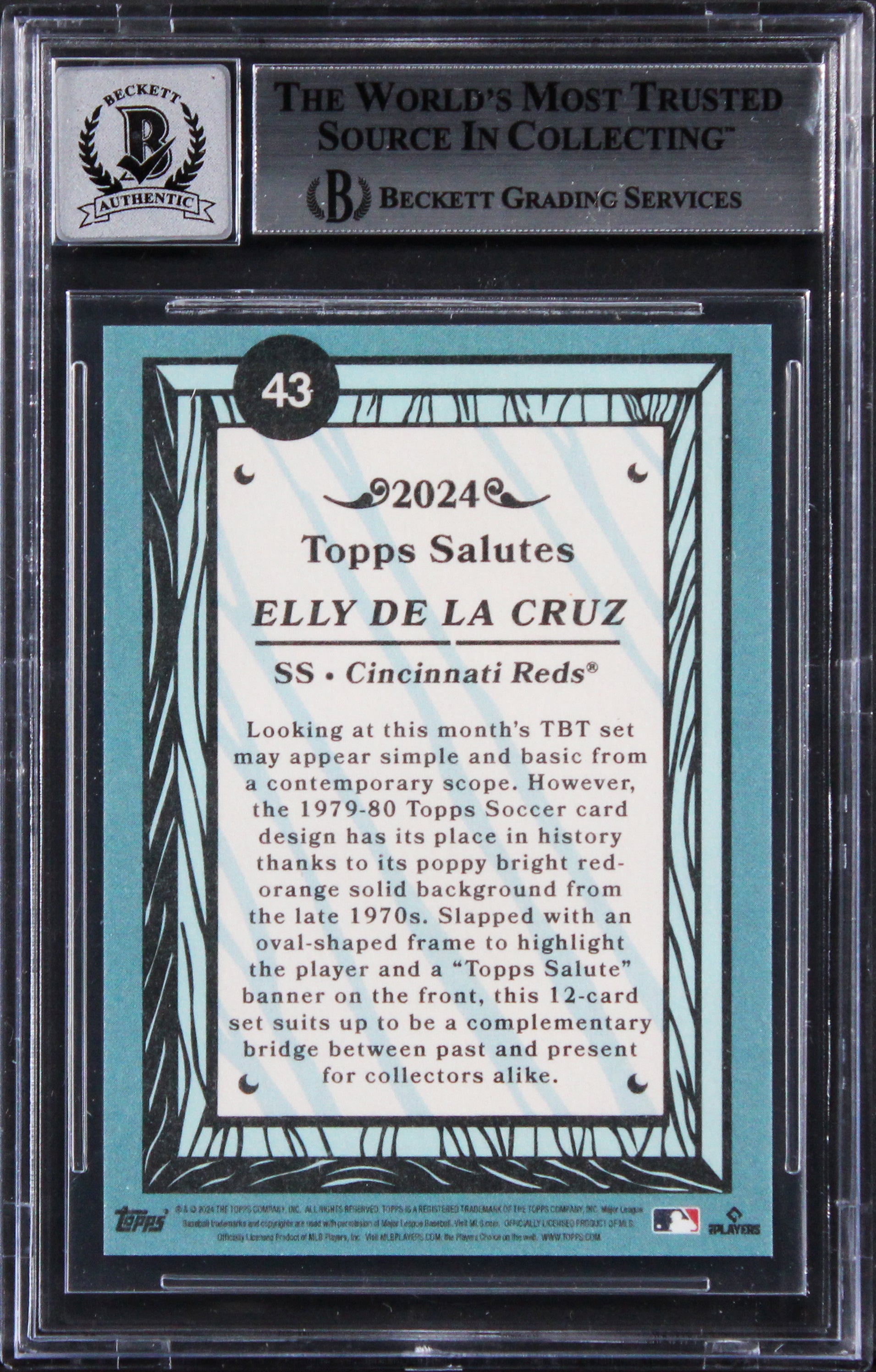 Reds Elly De La Cruz Signed 2024 Topps TBT #43 TS Rookie Card Auto 10! BAS Slab