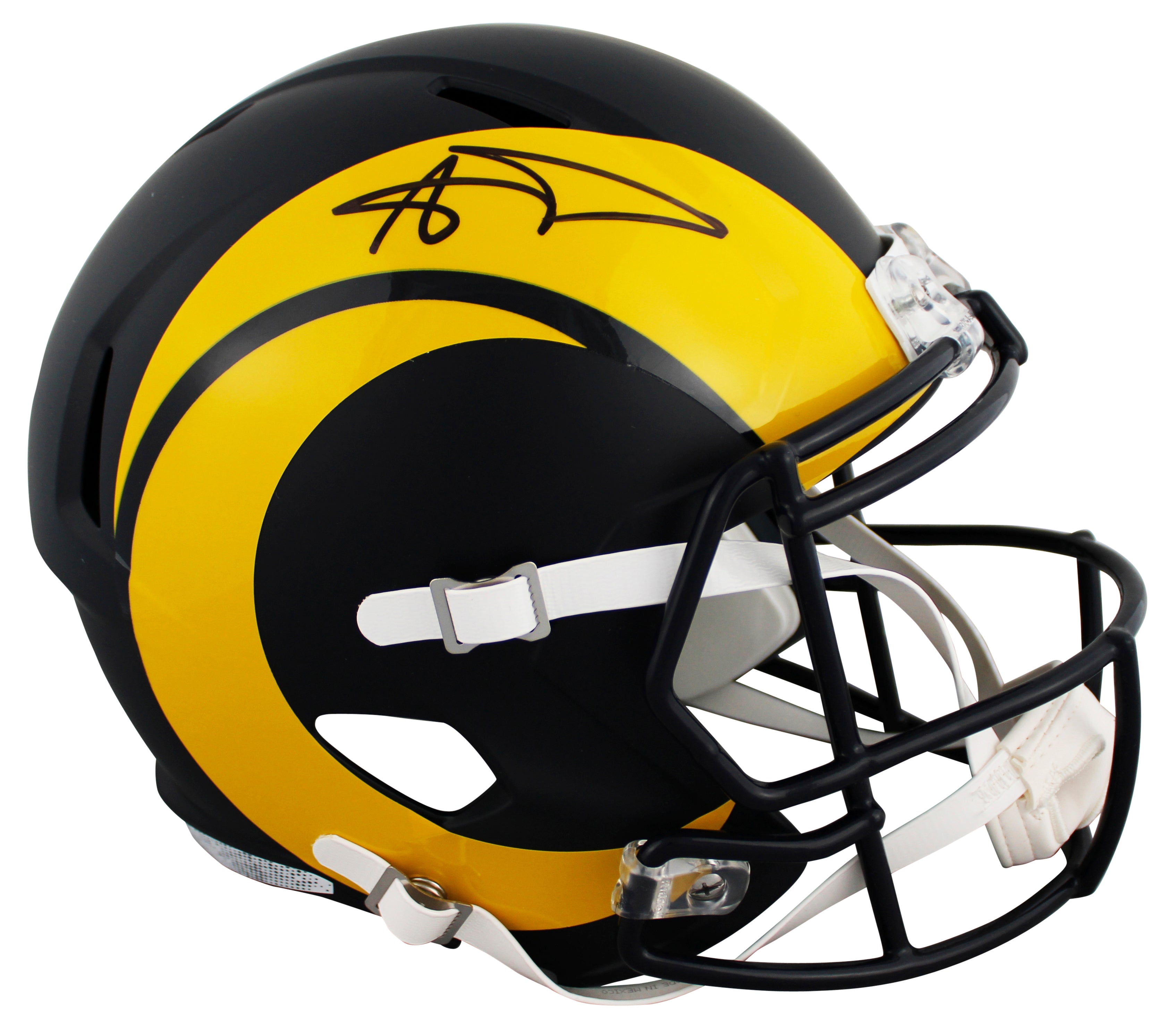 Rams Aaron Donald Signed 2025 Rivalries Full Size Speed Rep Helmet W/ Case BAS