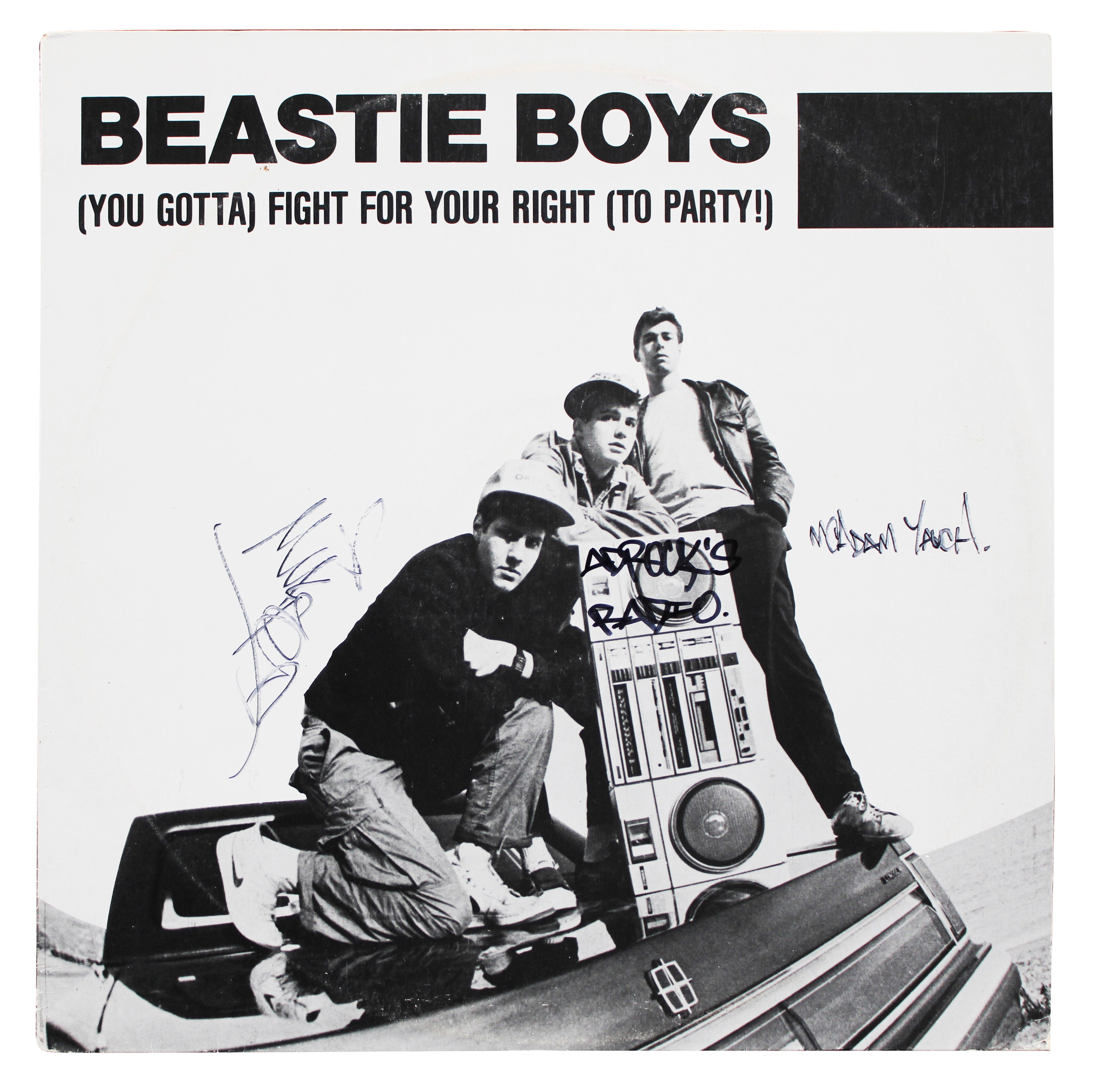 (3) MCA, Ad-Rock & Mike D Signed Fight For Your Right Album Cover W/ Vinyl JSA