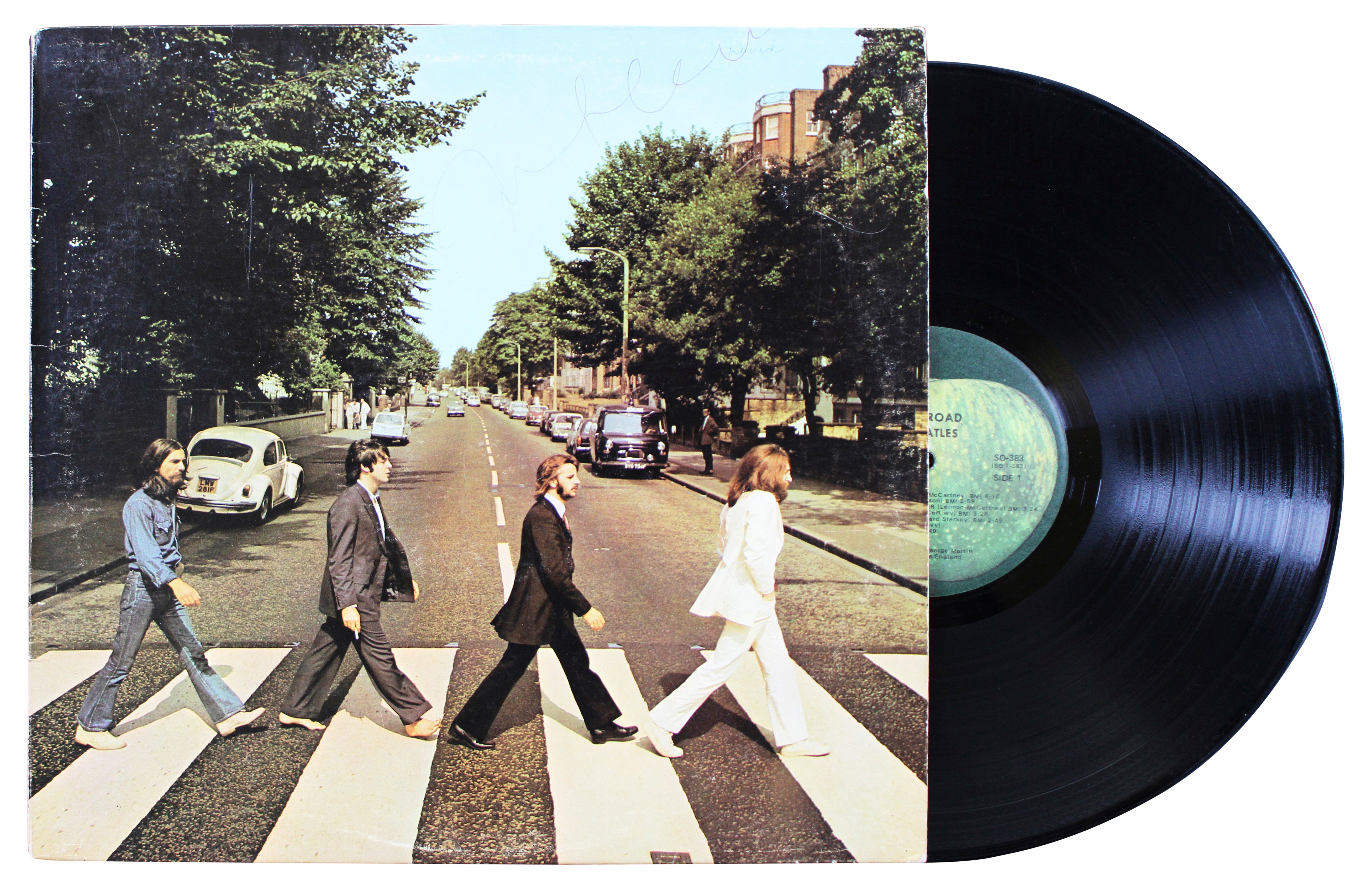 John Lennon The Beatles Signed Abbey Road Album Cover W/ Vinyl JSA #ZZ36147