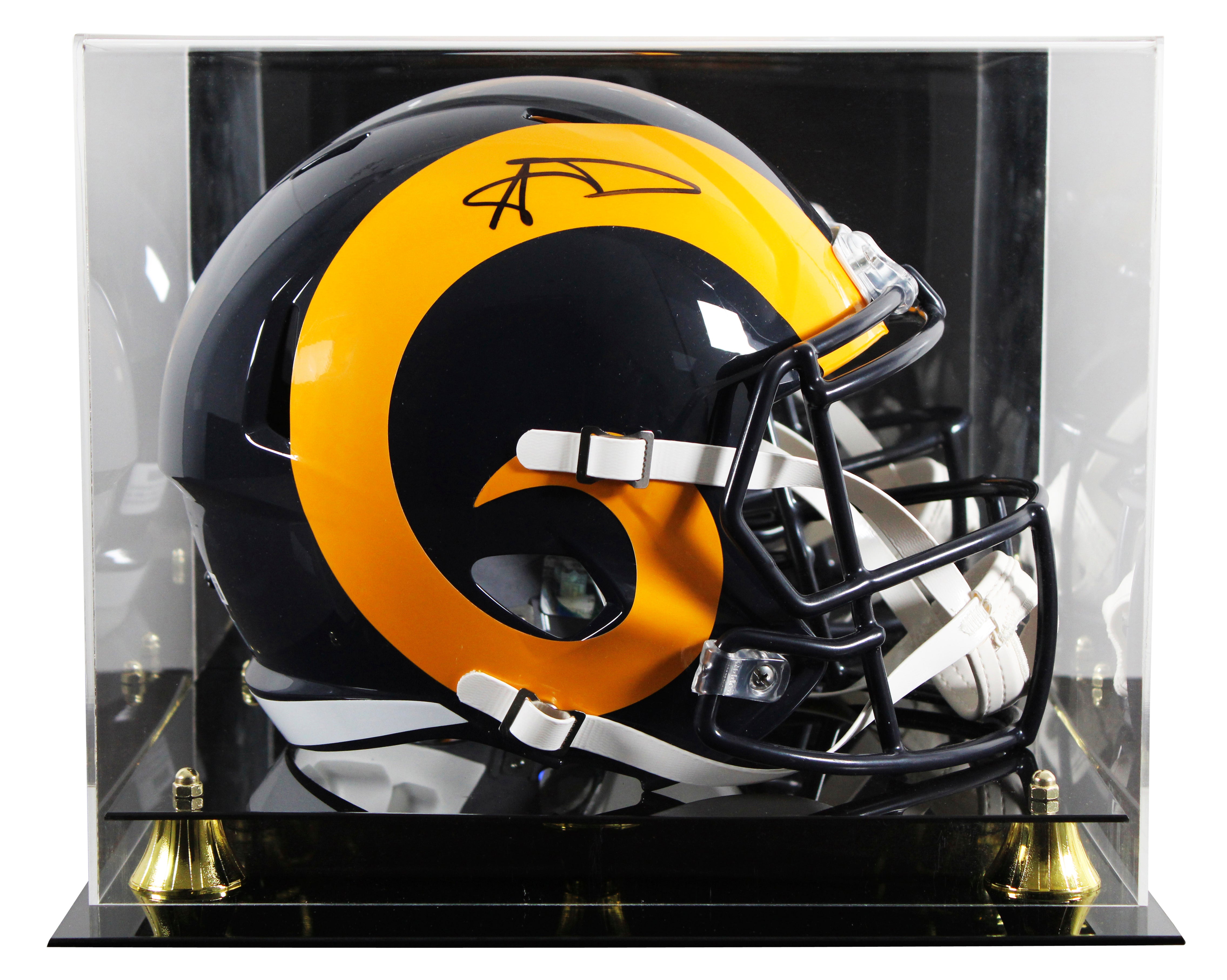 Rams Aaron Donald Signed 1981-99 TB Full Size Speed Rep Helmet W/ Case BAS
