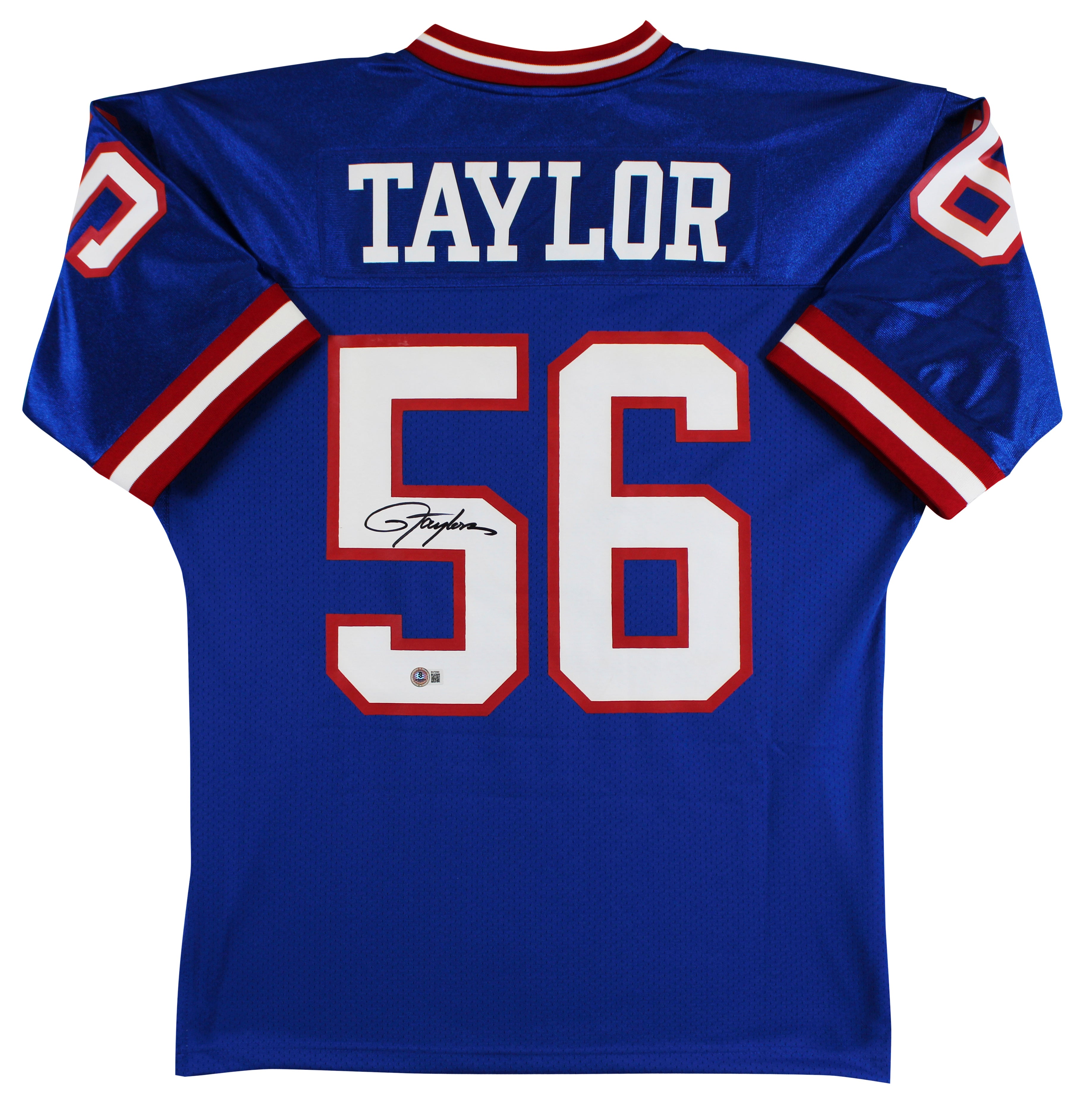 Giants Lawrence Taylor Signed 1990 Blue M&N TB SB XXV Patch Authentic Jersey BAS