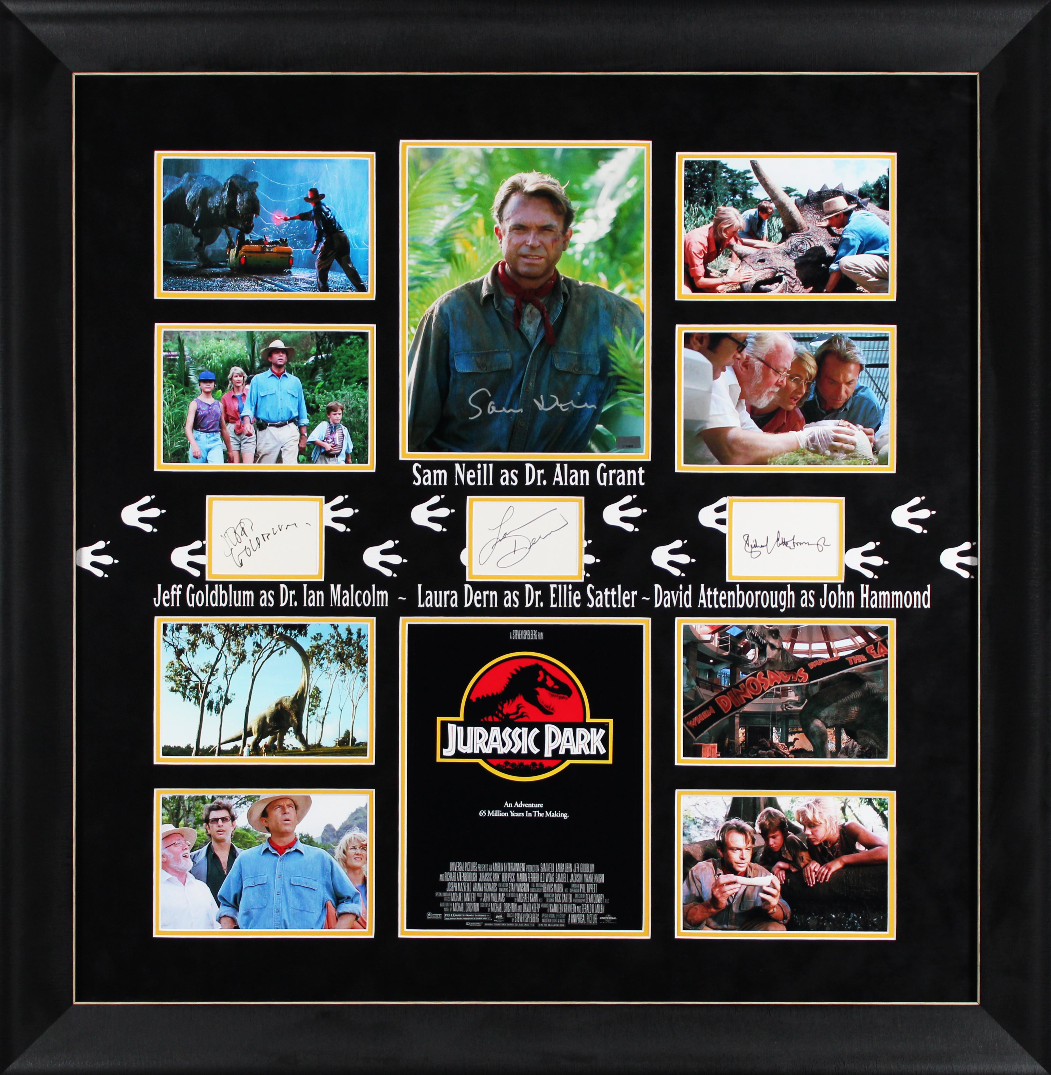 Jurassic Park (4) Neil, Dern, Goldblum & Attenborough Signed Framed Display BAS