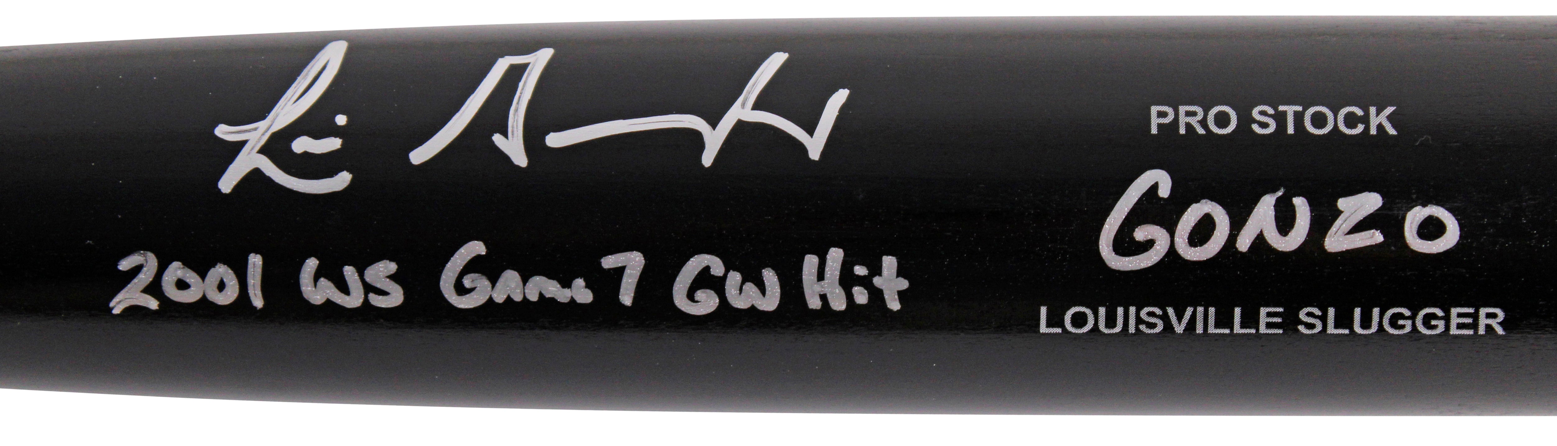 D-Backs Luis Gonzalez "2x Insc" Signed Black Louisville Slugger Bat BAS Witness