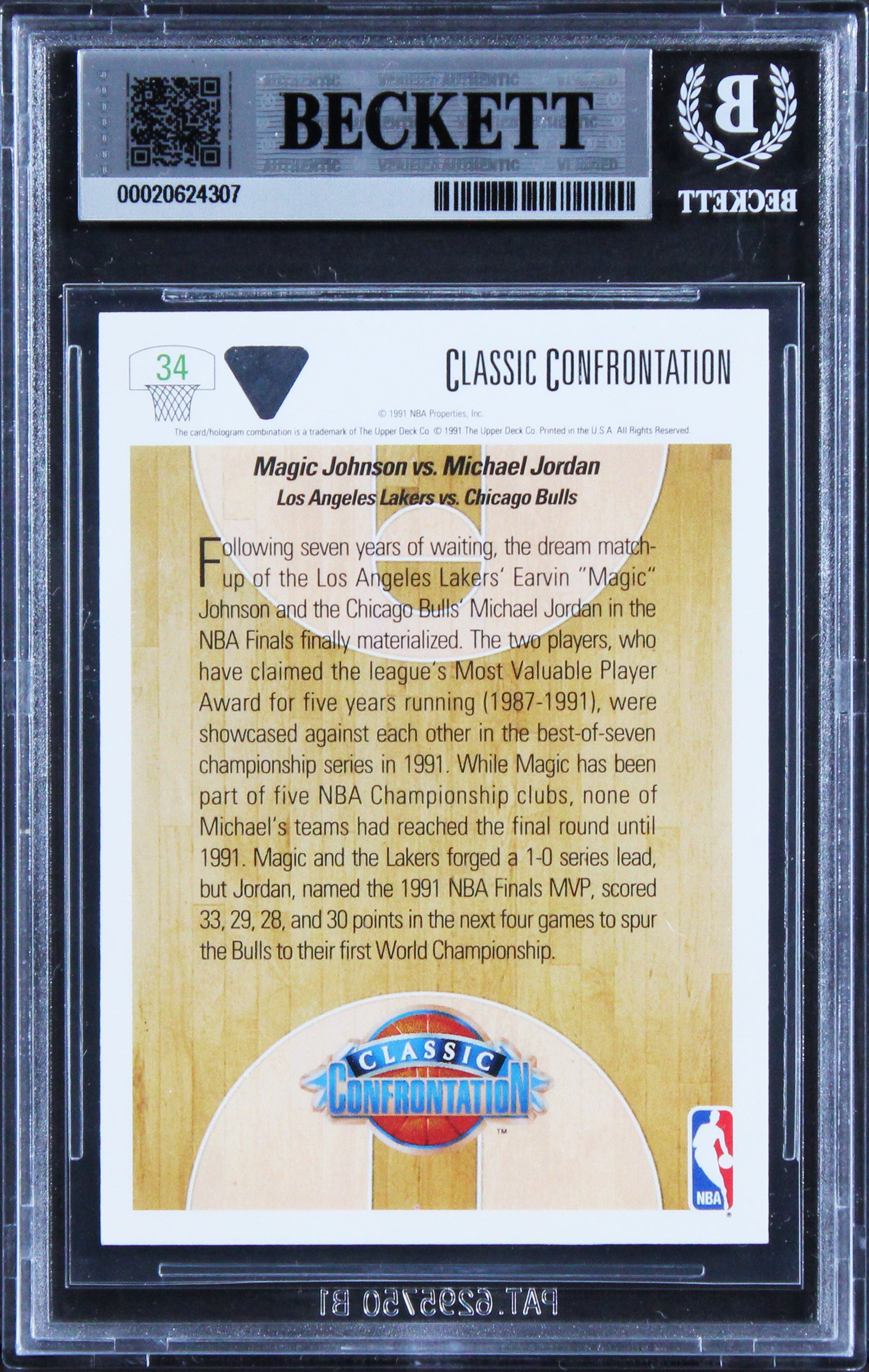 Lakers Magic Johnson Authentic 1991 Upper Deck #34 Card Autographed BAS Slabbed