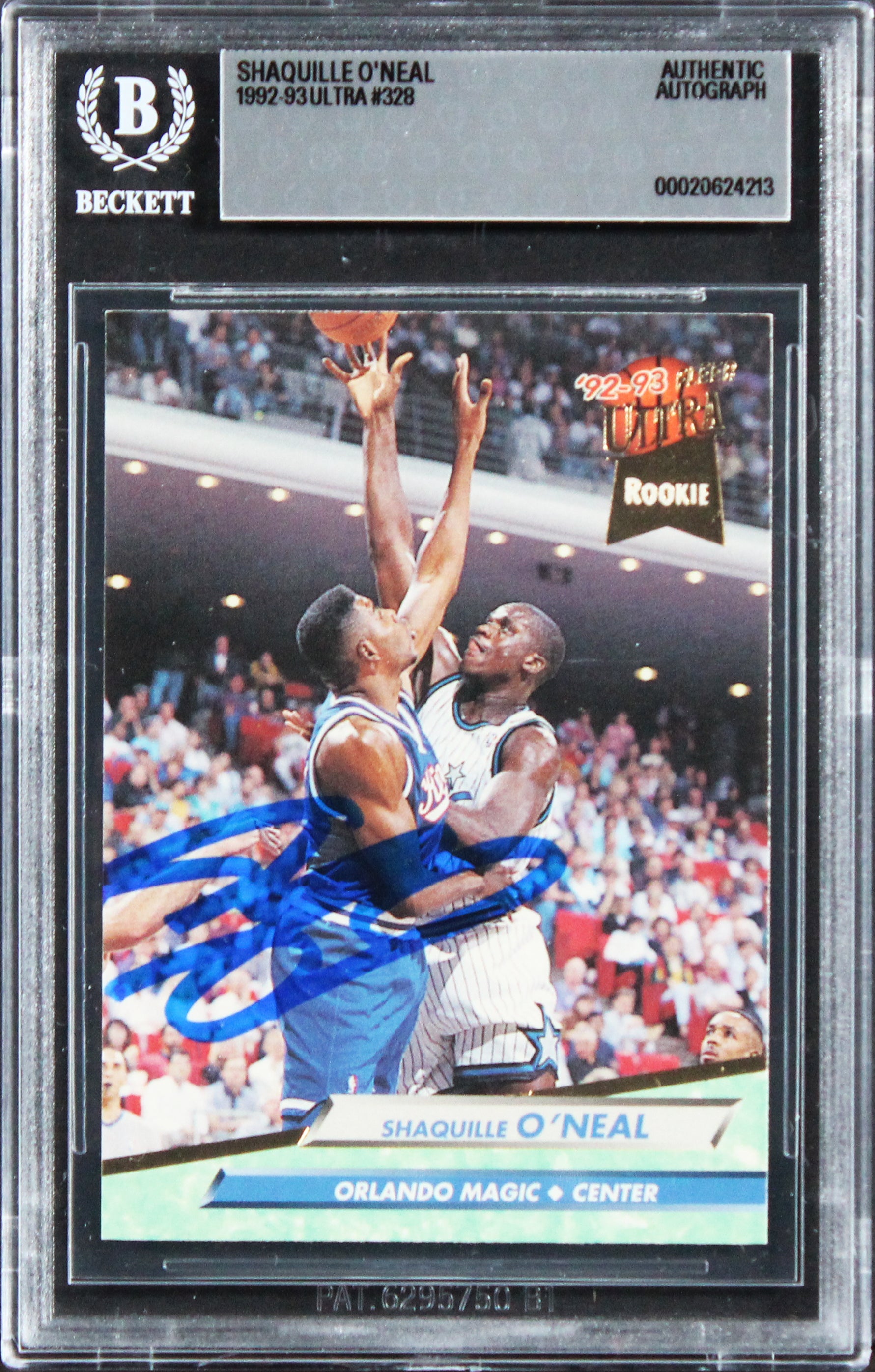 Magic Shaquille O'Neal Authentic Signed 1992 Ultra #328 Rookie Card BAS Slabbed