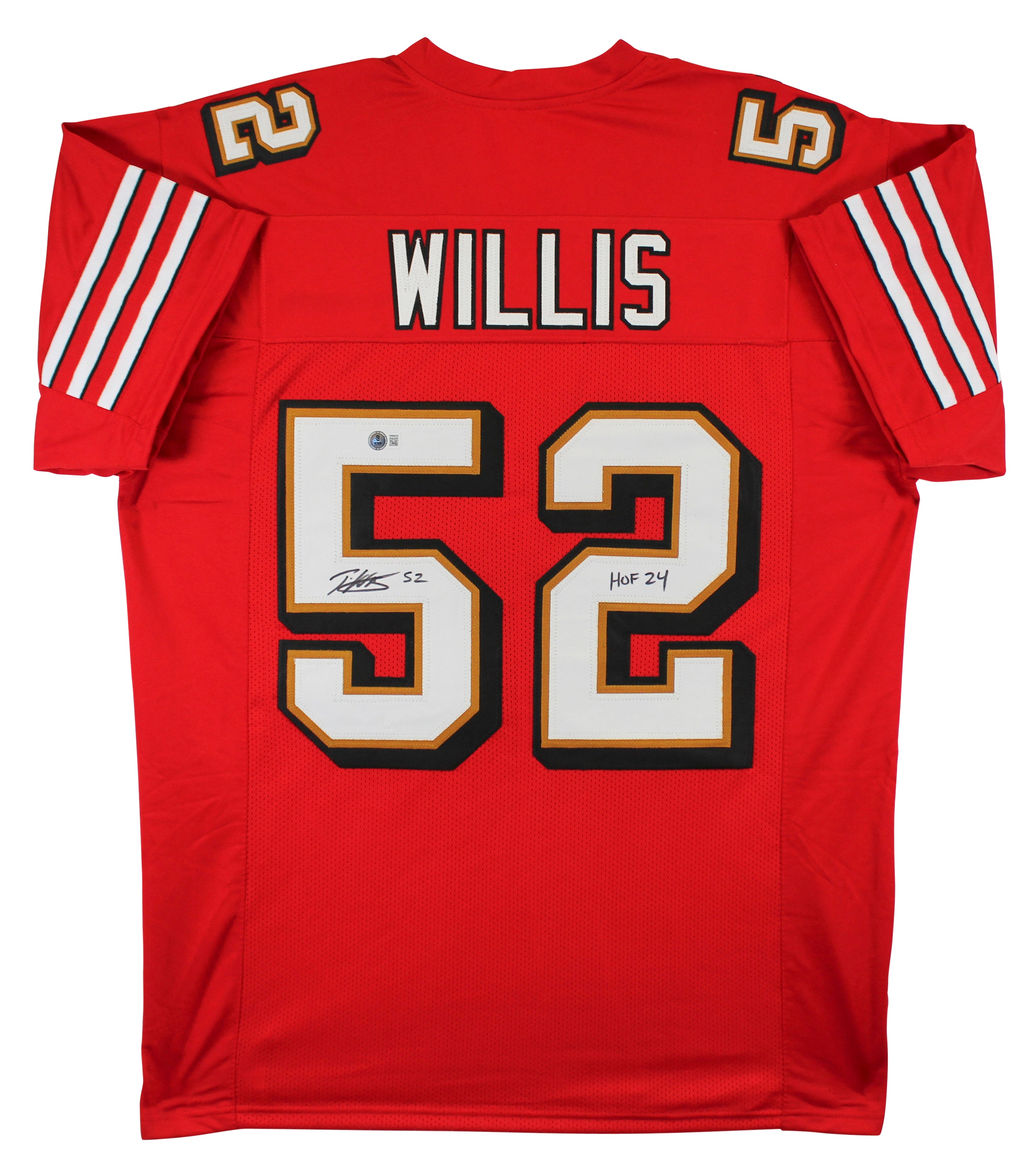 Patrick Willis "HOF 24" Signed Red Pro Style Jersey w/ Dropshadow BAS Witness 2