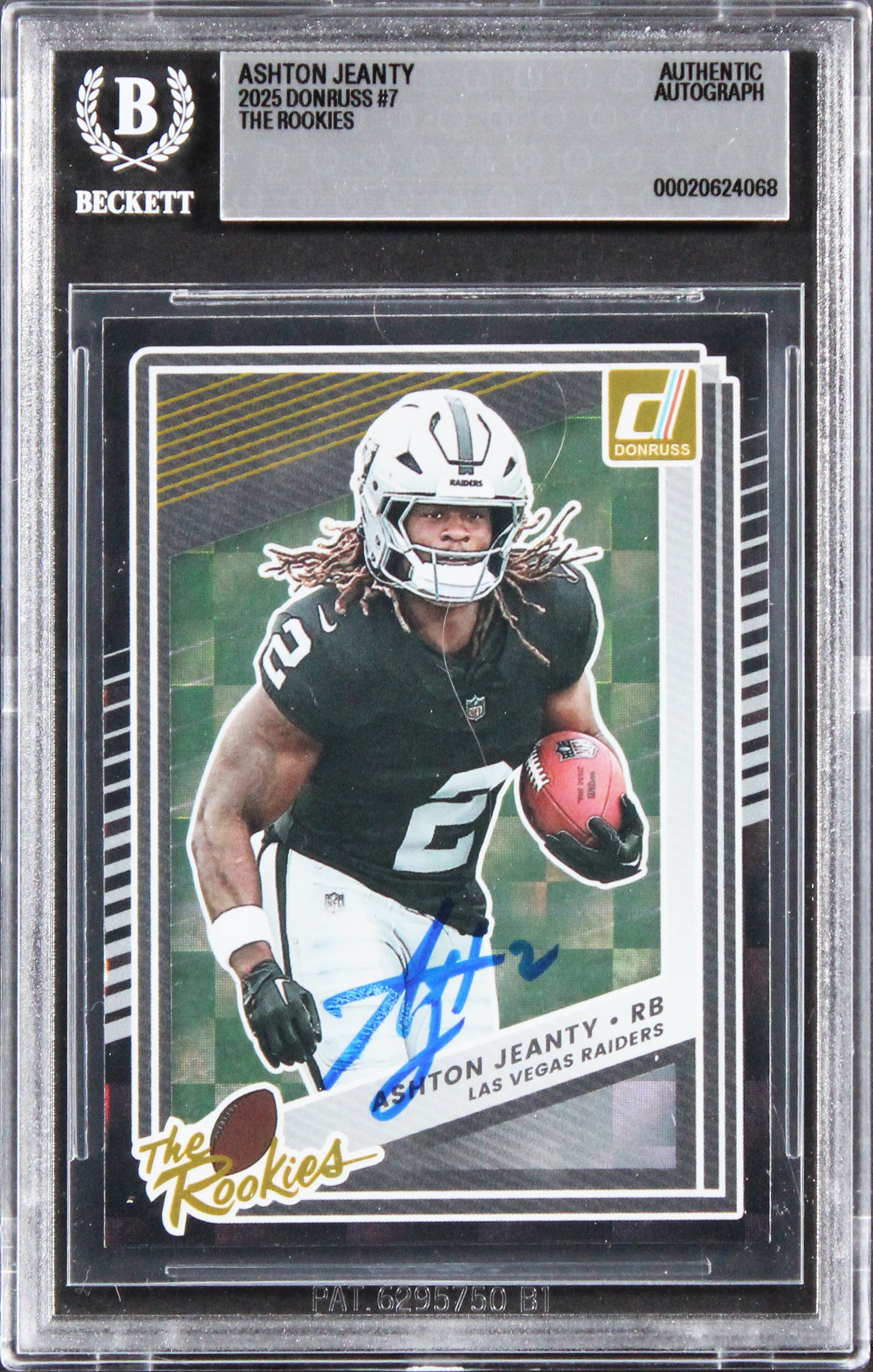 Raiders Ashton Jeanty Authentic Signed 2025 Donruss #7 Rookie Card BAS Slabbed 2