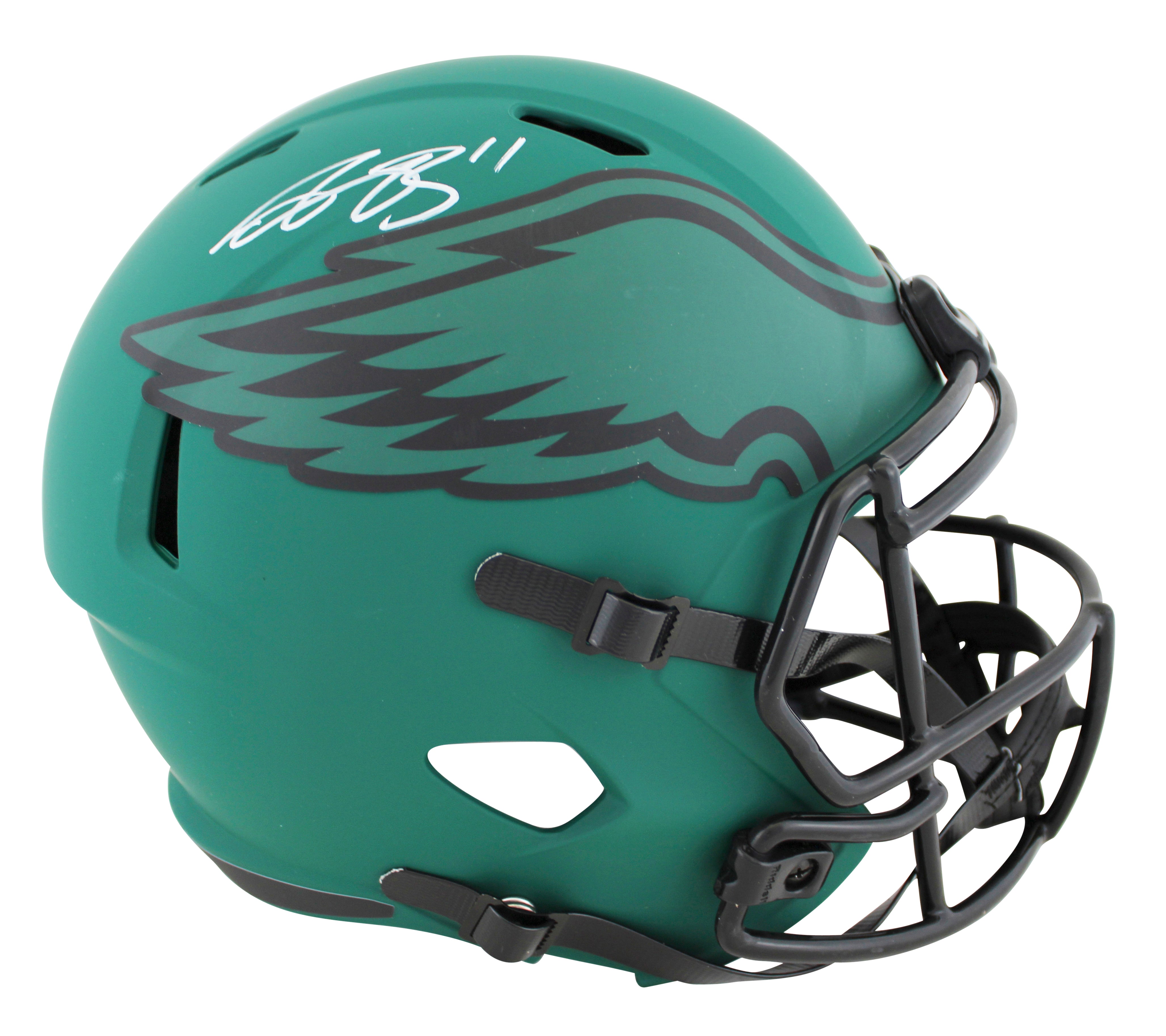 Eagles A.J. Brown Authentic Signed Rave Full Size Speed Rep Helmet BAS Witnessed