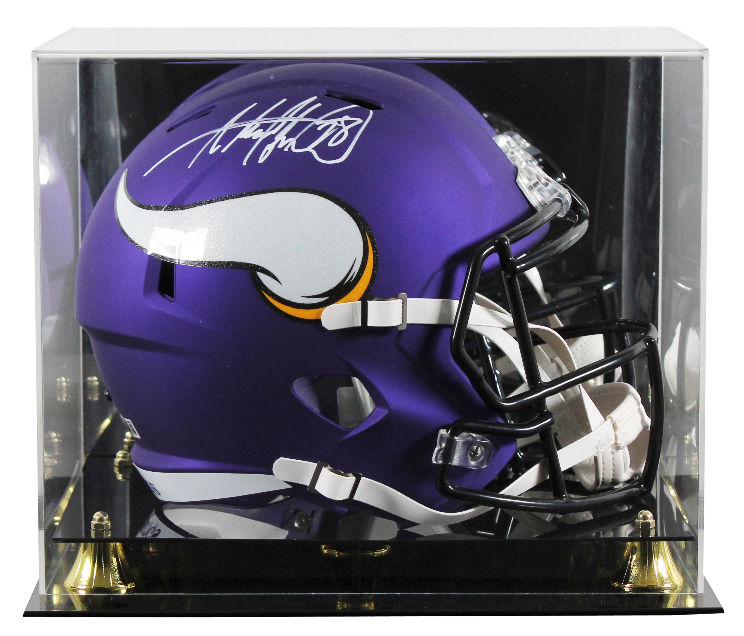Vikings Adrian Peterson Signed Full Size Speed Rep Helmet W/ Case BAS Witnessed