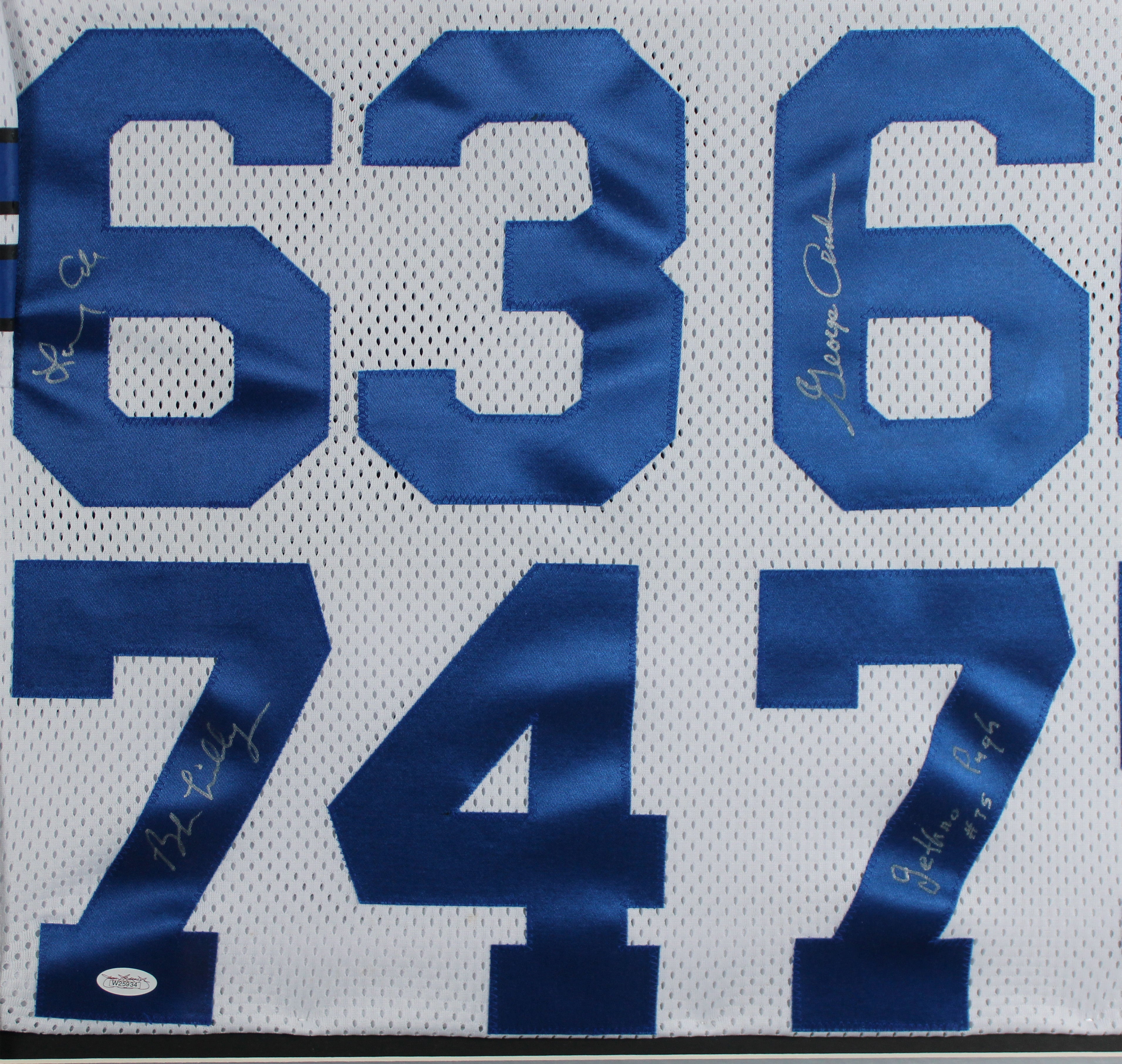 Cowboys (4) Lilly,  Cole, Pugh, Andrie Signed White Pro Style Framed Jersey JSA