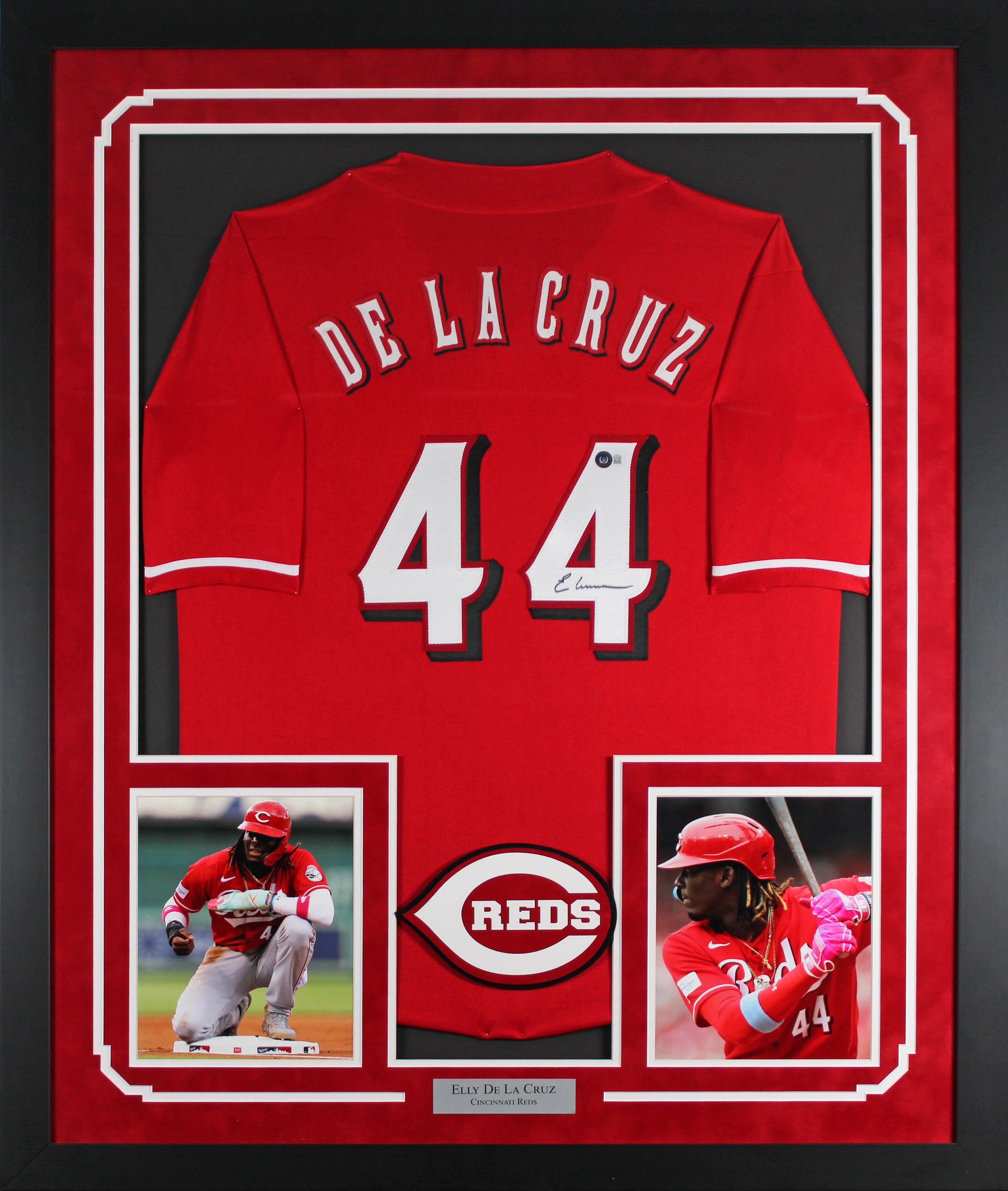 Elly De La Cruz Authentic Signed Red Pro Style Framed Jersey BAS #BK80537