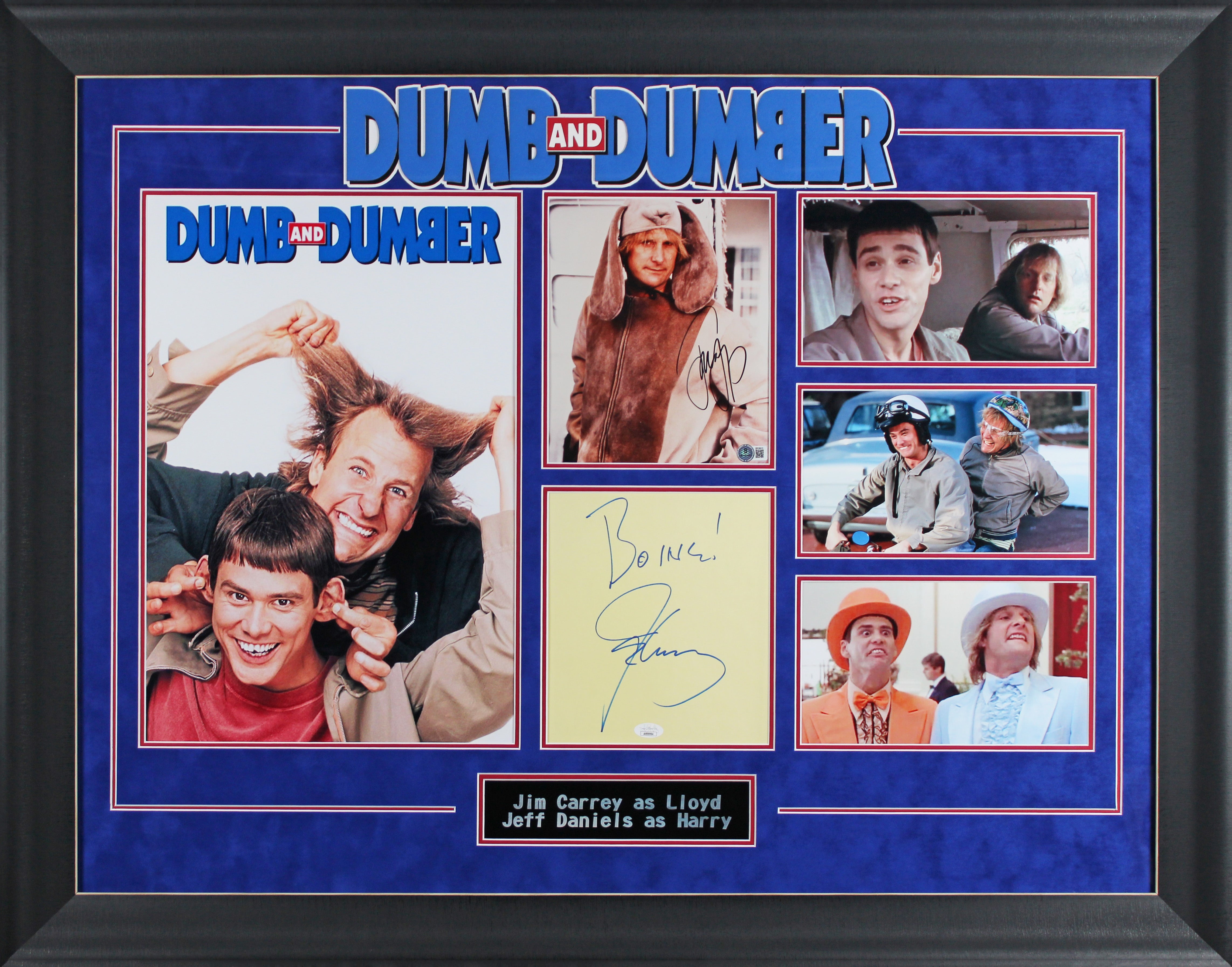 Jim Carrey & Jeff Daniels Dumb and Dumber Signed Framed Display BAS & JSA
