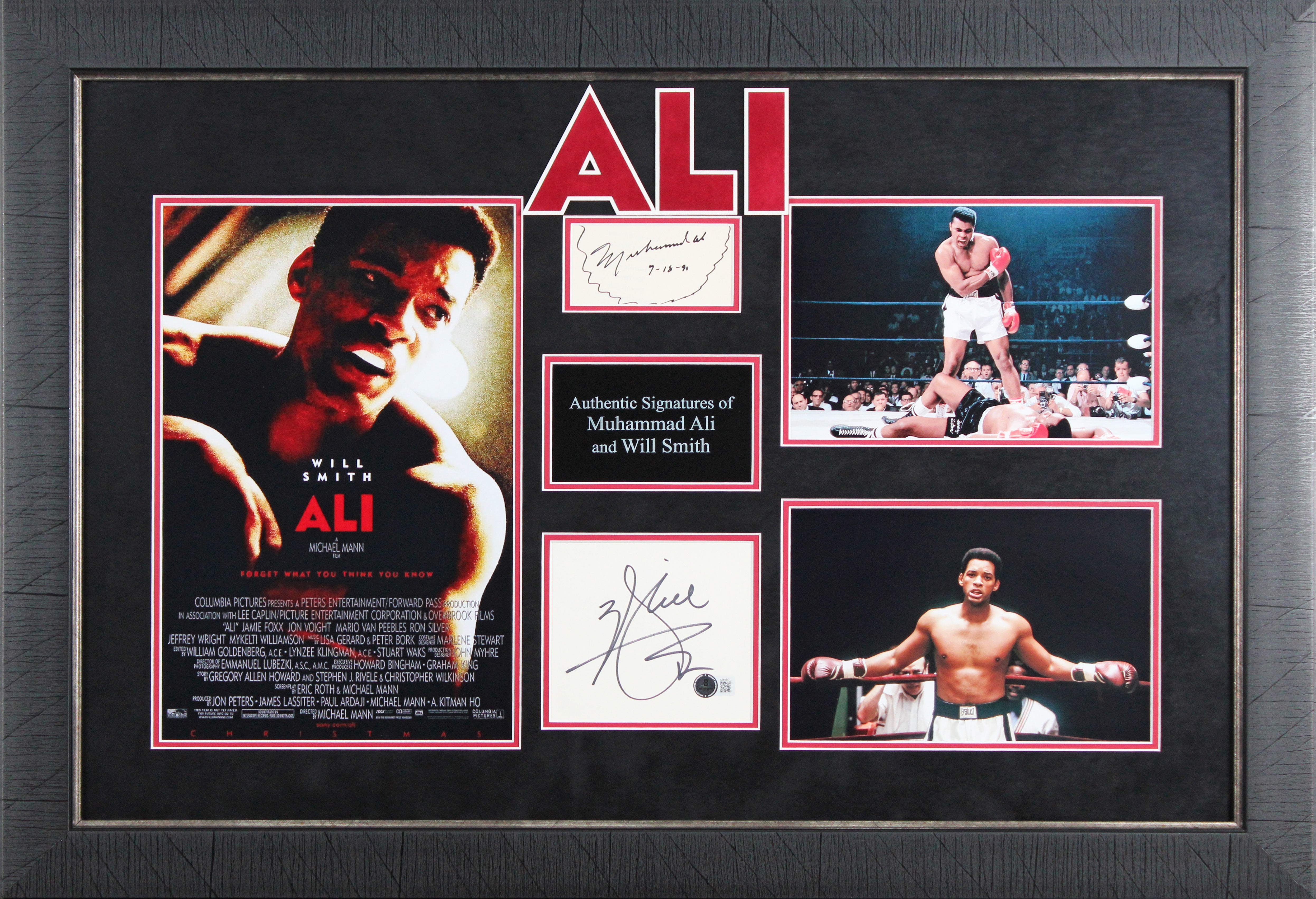 Muhammad Ali & Will Smith Signed Cut Signature Framed Display BAS #AE64517