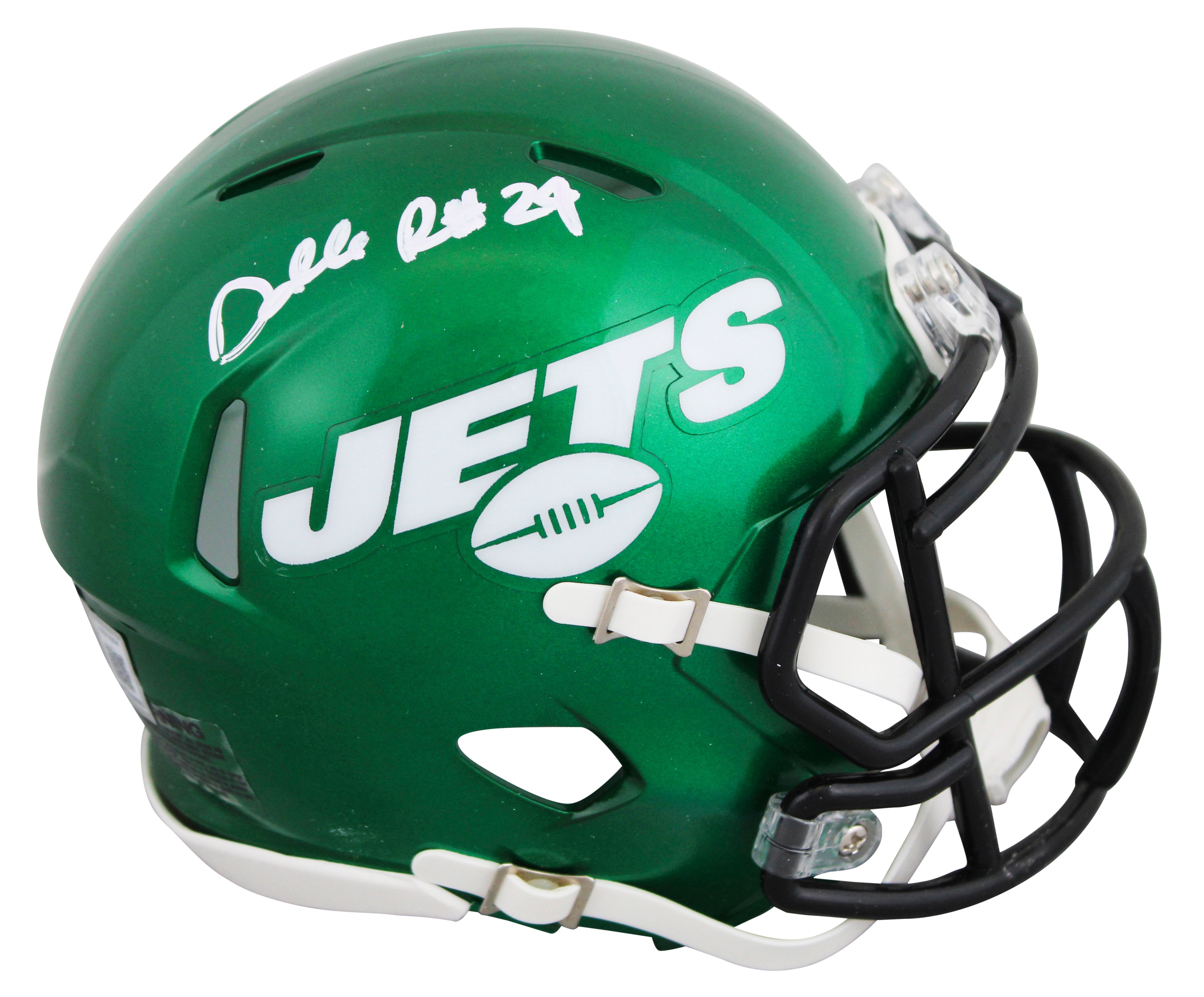 Jets Darrelle Revis Authentic Signed Speed Mini Helmet BAS Witnessed #4W919204