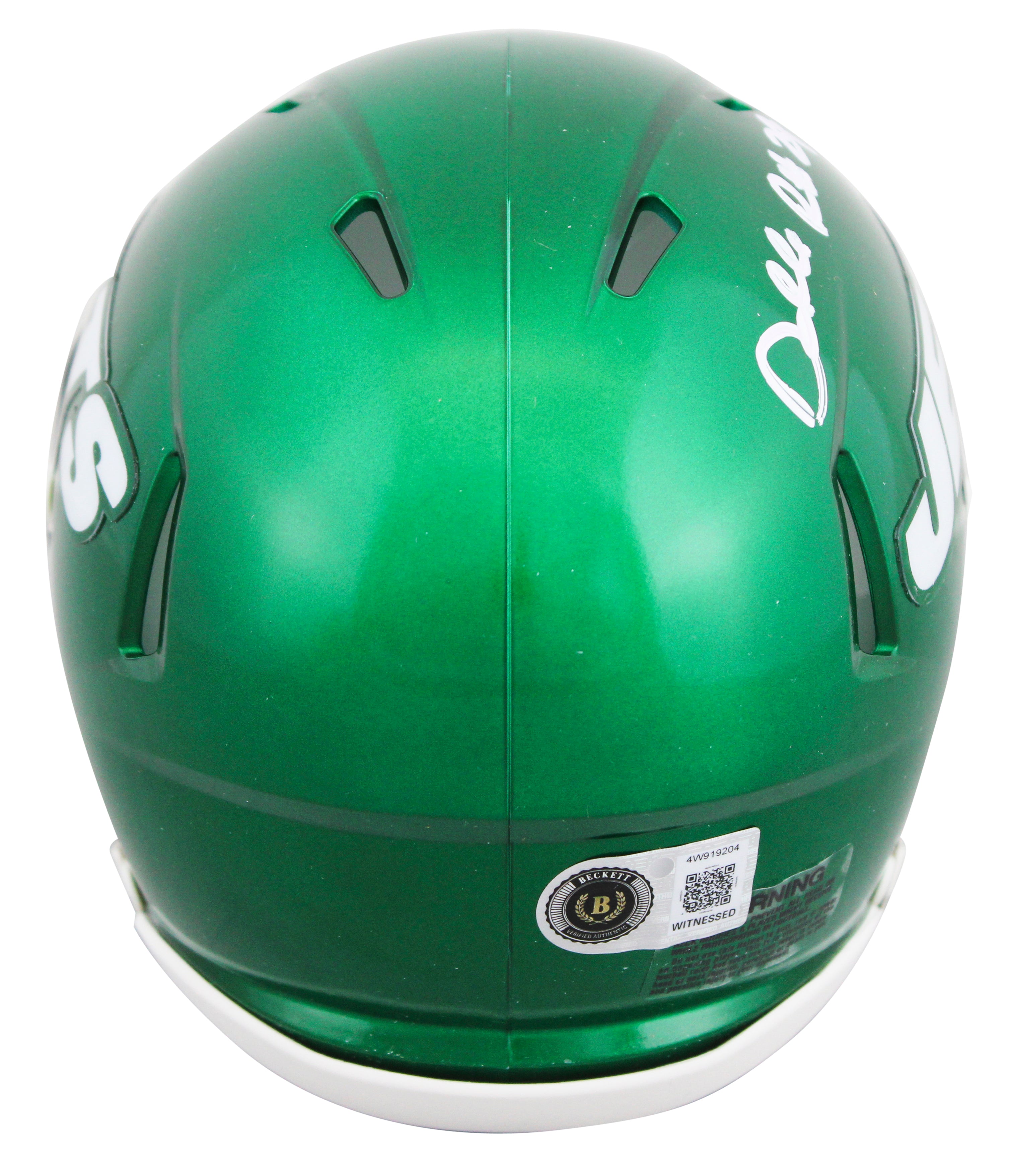 Jets Darrelle Revis Authentic Signed Speed Mini Helmet BAS Witnessed #4W919204