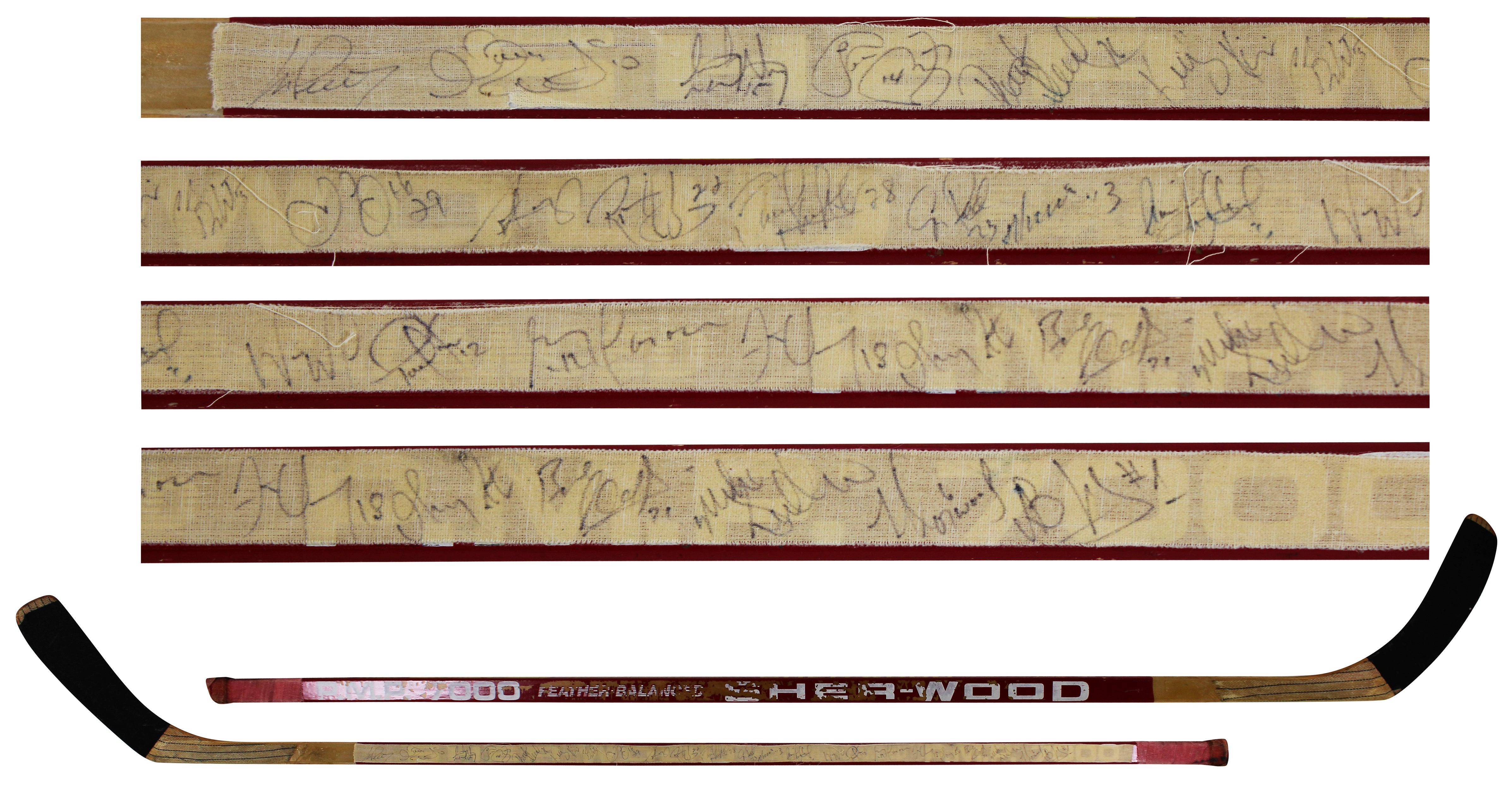 1994 Flames (23) Fluery, Iginla, Roberts, Titov +19 Signed Hockey Stick BAS COA