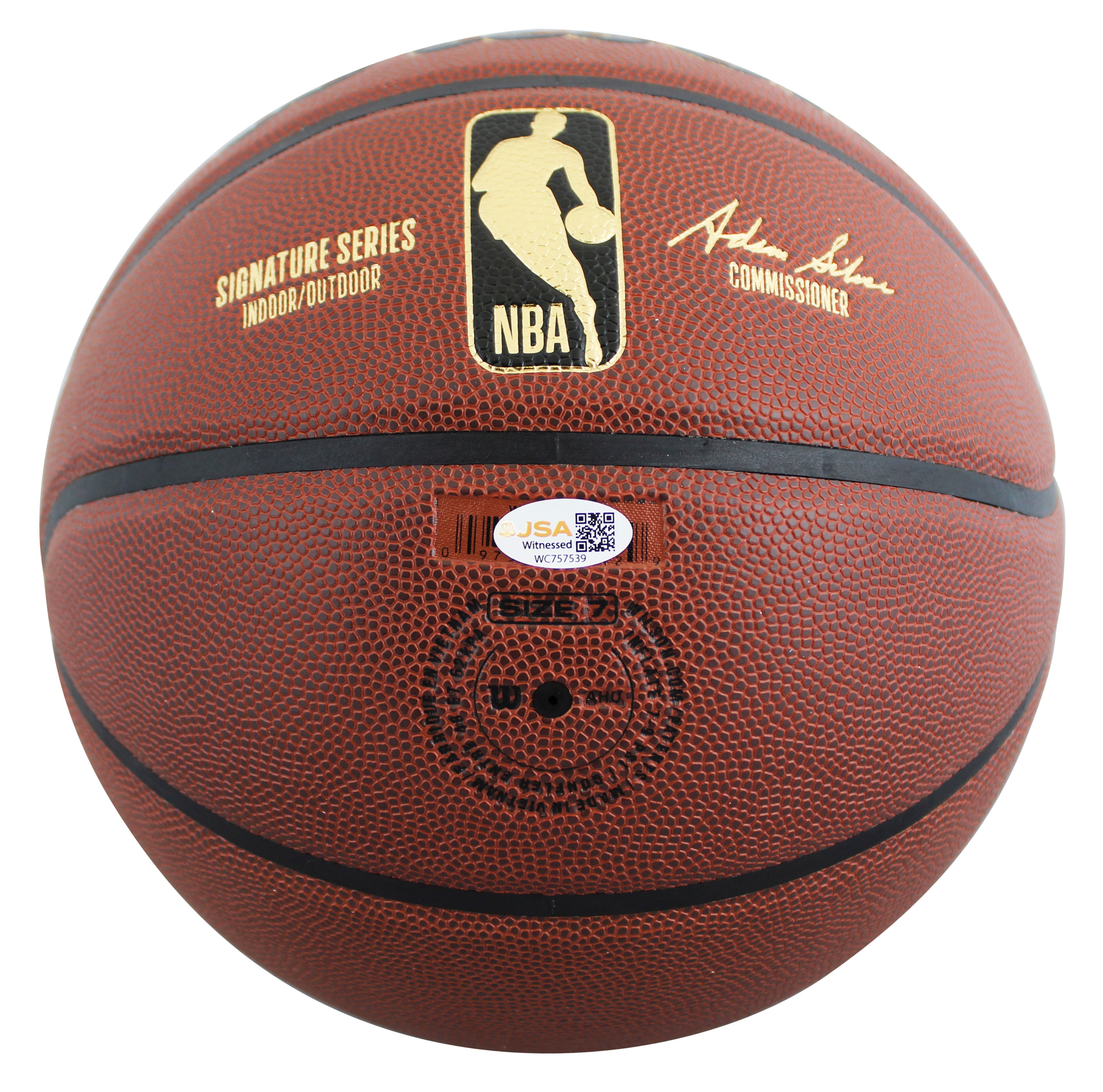 76ers Julius "Dr. J" Erving Signed Wilson Trophy Series Basketball JSA Witness