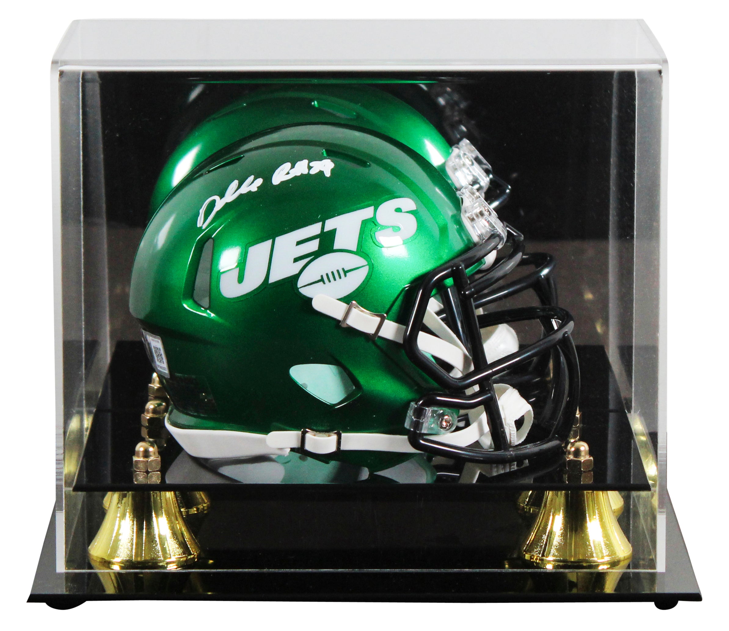 Jets Darrelle Revis Signed 2019-23 TB Speed Mini Helmet W/ Case BAS Witnessed