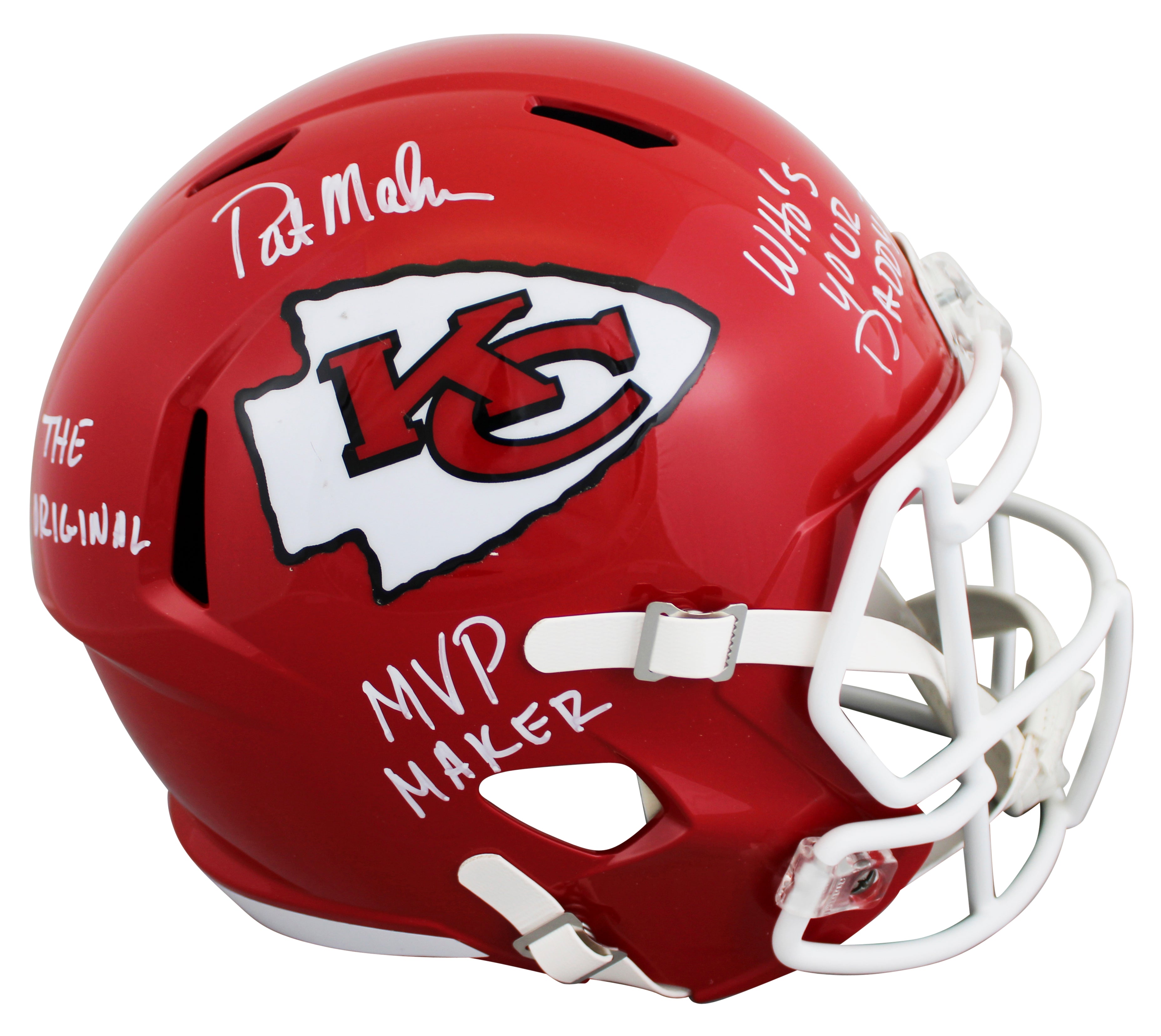 Chiefs Pat Mahomes Sr. "3x Insc" Signed F/S Speed Rep Helmet BAS #2W043315