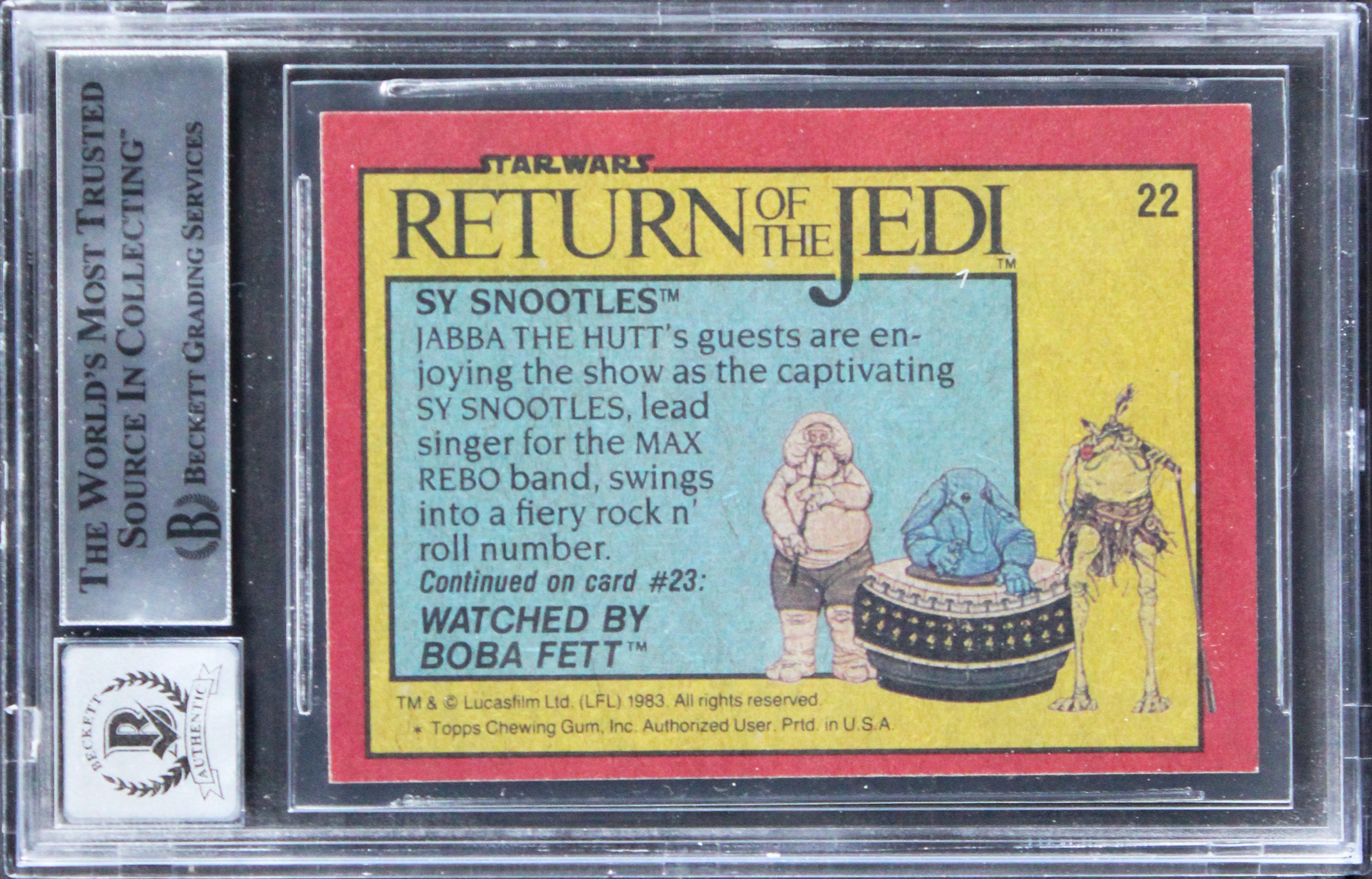 (4) Tippett, Rose, McVey +1 Signed 1983 Star Wars ROTJ #22 Card Auto 10 BAS Slab