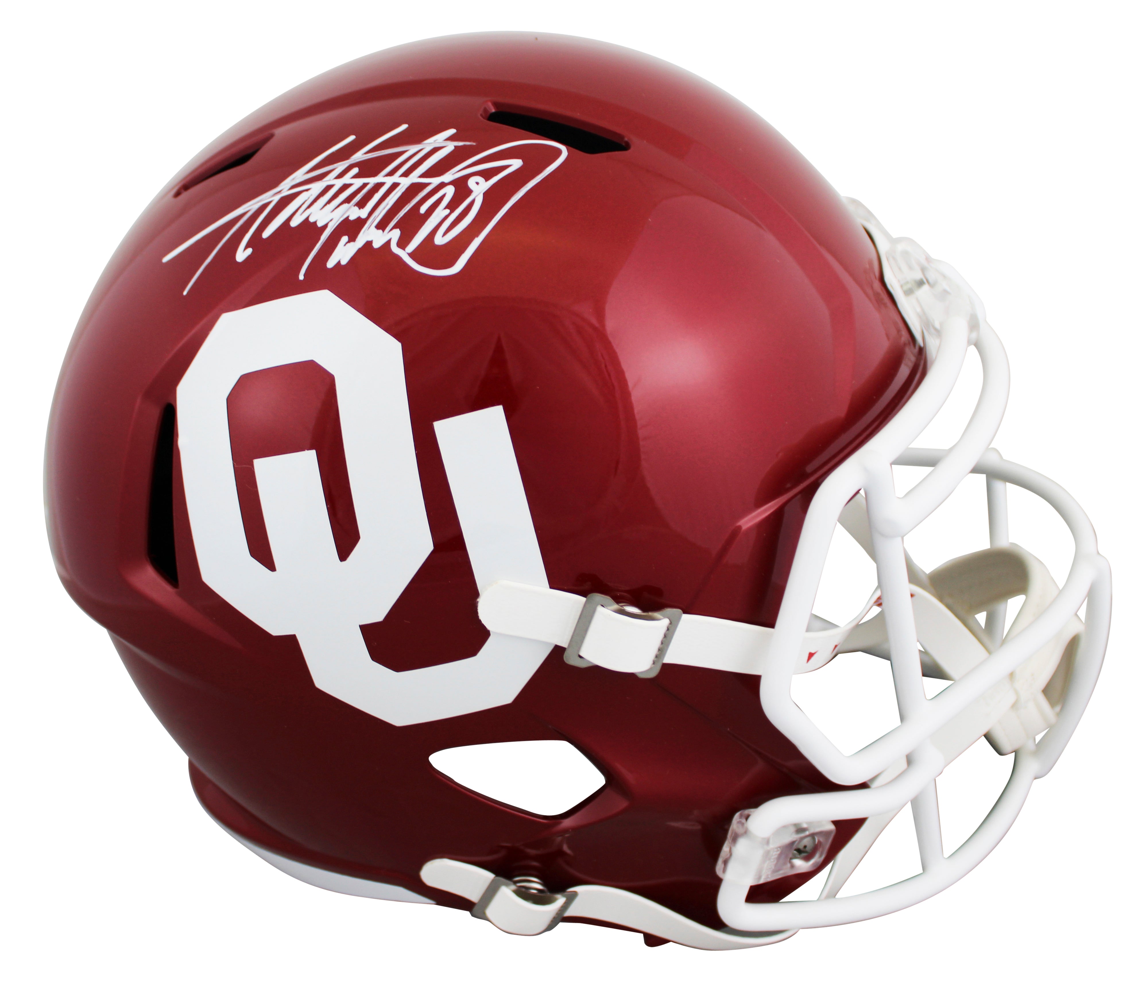 Oklahoma Adrian Peterson Signed Full Size Speed Rep Helmet BAS Wit #2W820542
