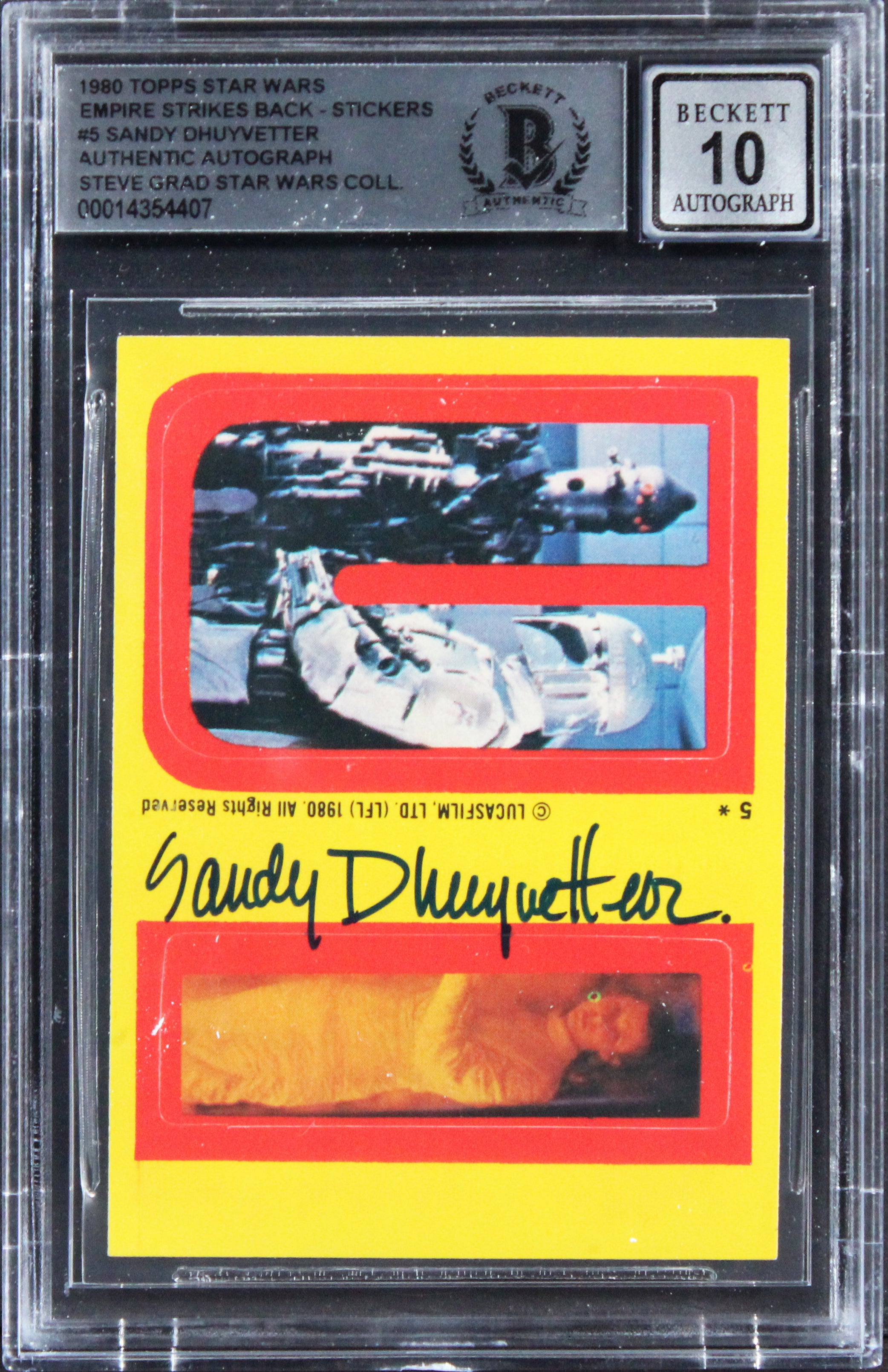 Sandy Dhuyvetter Signed 1980 Star Wars ESB Stickers #5 Card Auto 10! BAS Slabbed