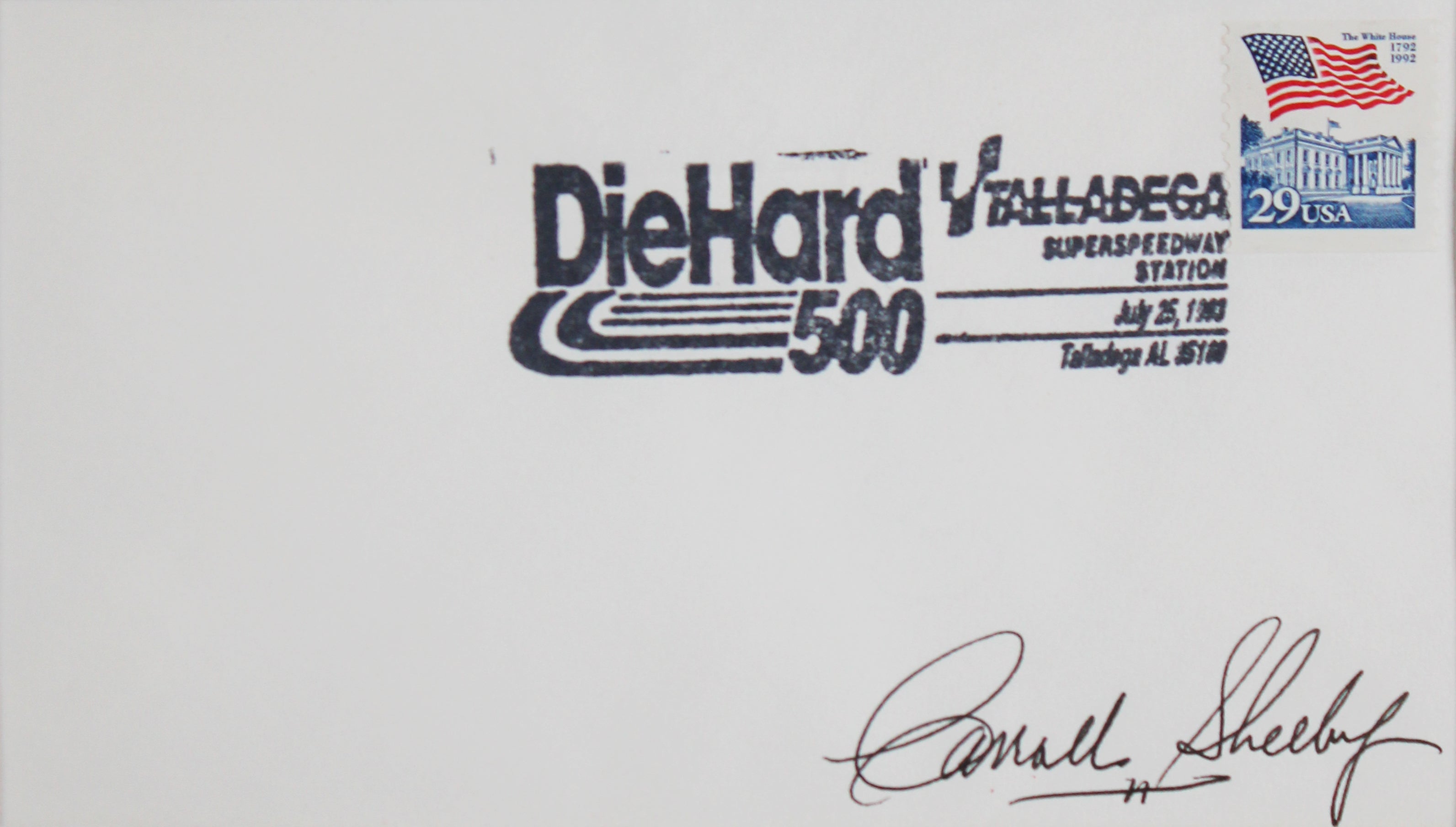 Carroll Shelby Signed 3.5x6 First Day Cover Envelope Framed Display BAS #AE13450