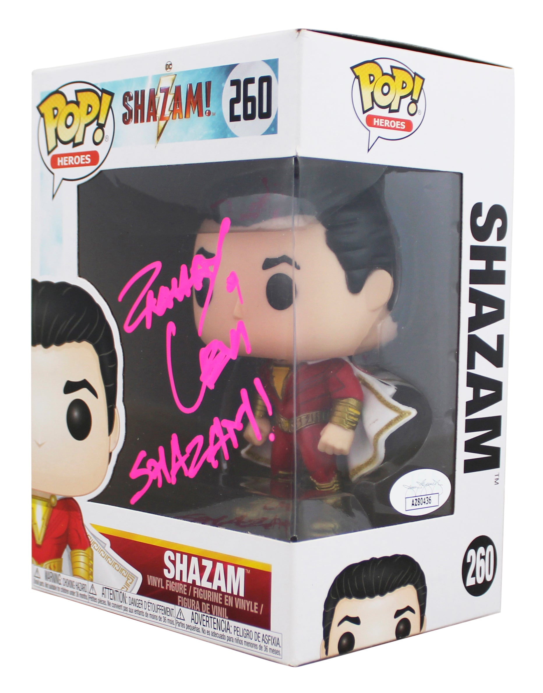 Zachary Levi "Shazam!" Signed Shazam #260 Funko Pop Vinyl Figure JSA #AZ80436