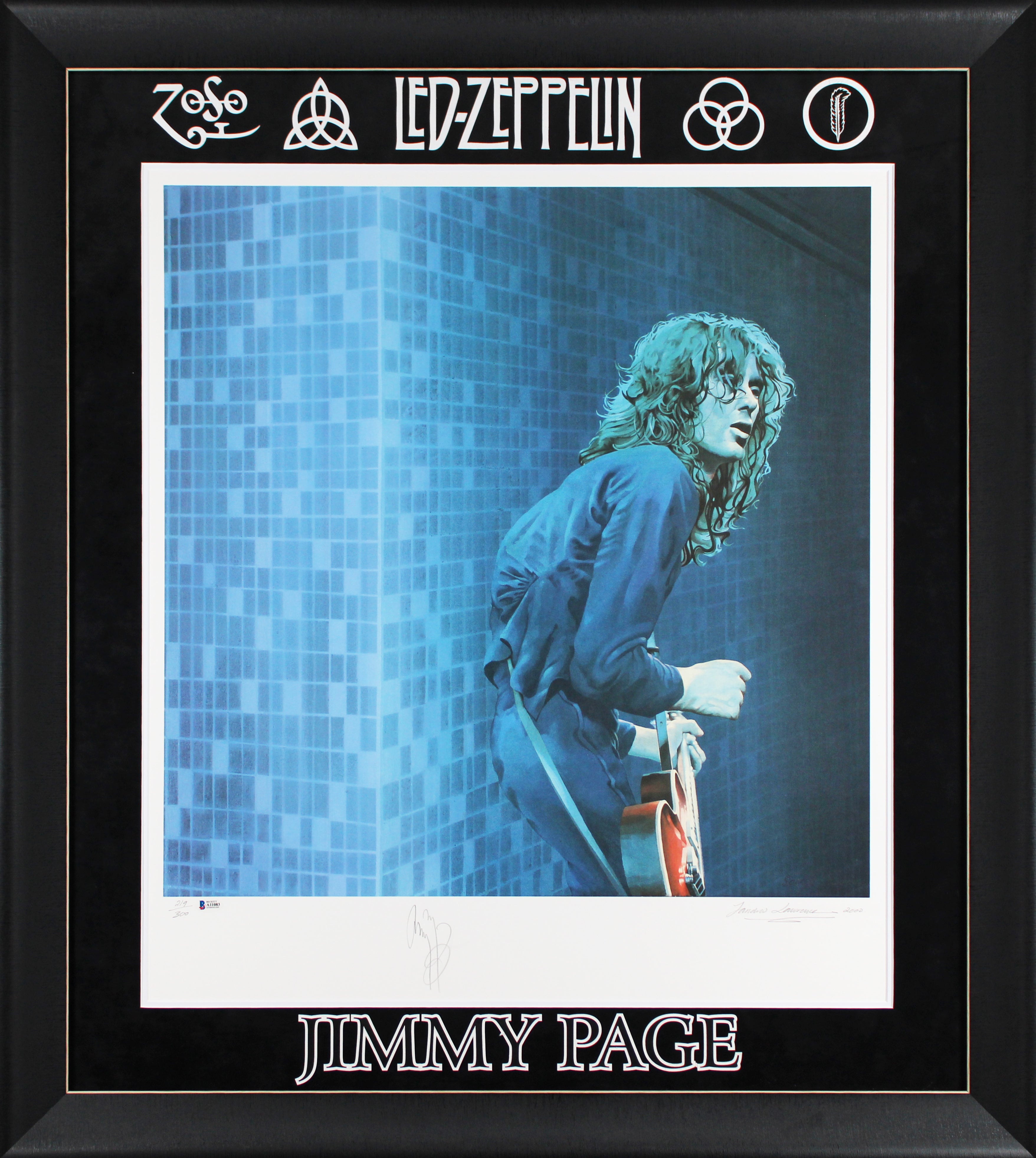 Jimmy Page Signed & Framed 30x33 Sandra Lawrence Print LE #219/300 Auto 10 BAS