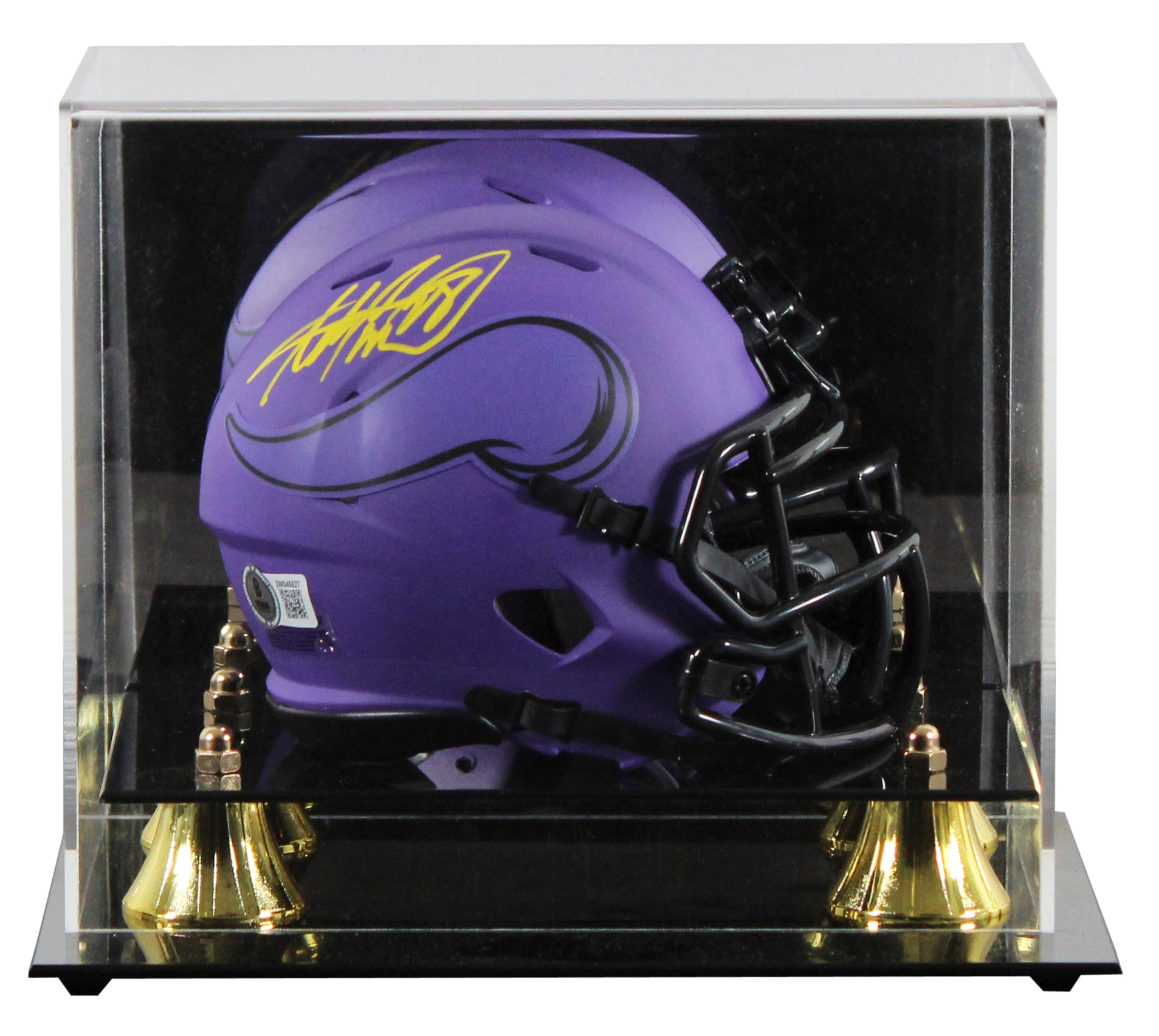 Vikings Adrian Peterson Signed Rave Speed Mini Helmet W/ Case BAS Witnessed