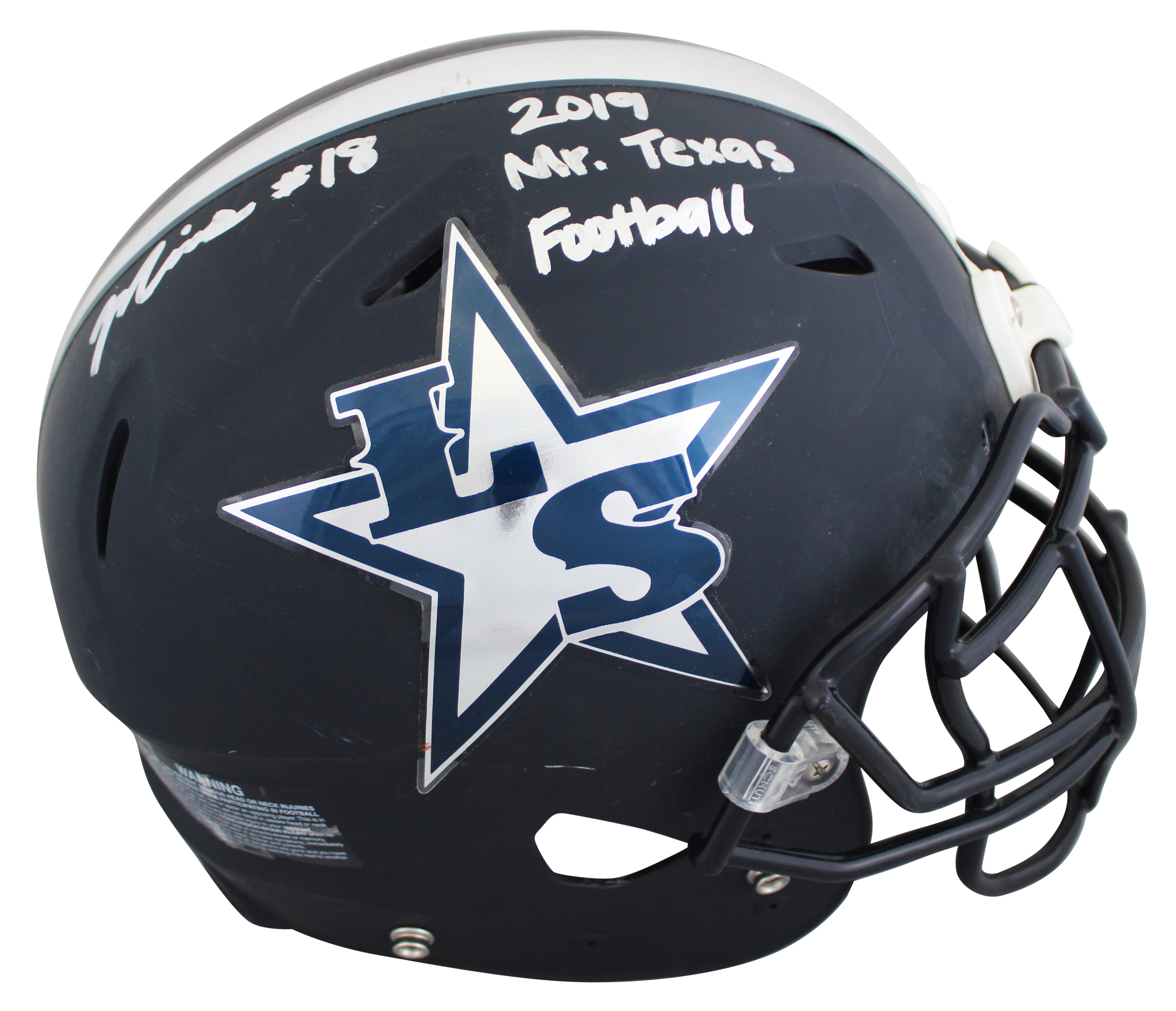 Marvin Mims "2019 Mr. Texas Football" Signed LSHS F/S Rep Helmet JSA #WA268772