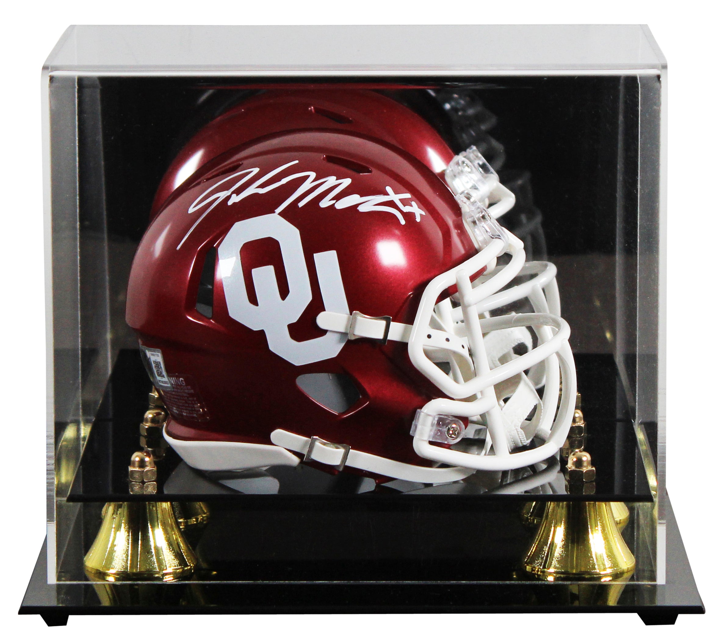 Oklahoma John Mateer Authentic Signed Speed Mini Helmet W/ Case BAS Witnessed