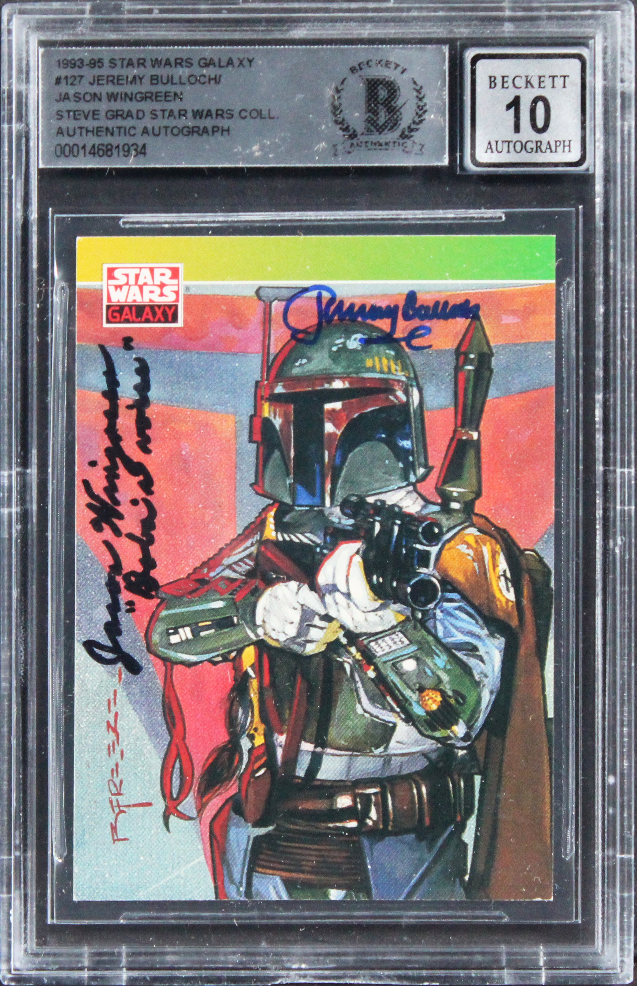 (2) Bulloch & Wingreen Signed 1993 Star Wars Galaxy #127 Card Auto 10 BAS Slab