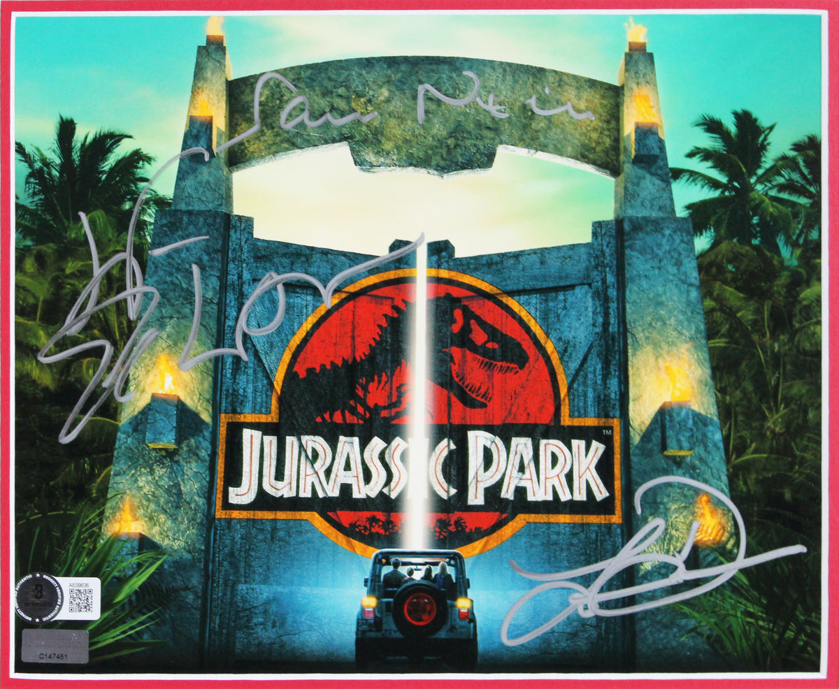 Jurassic Park (3) Neil, Dern & Goldblum Signed 8x10 Framed Photo BAS #AE09636
