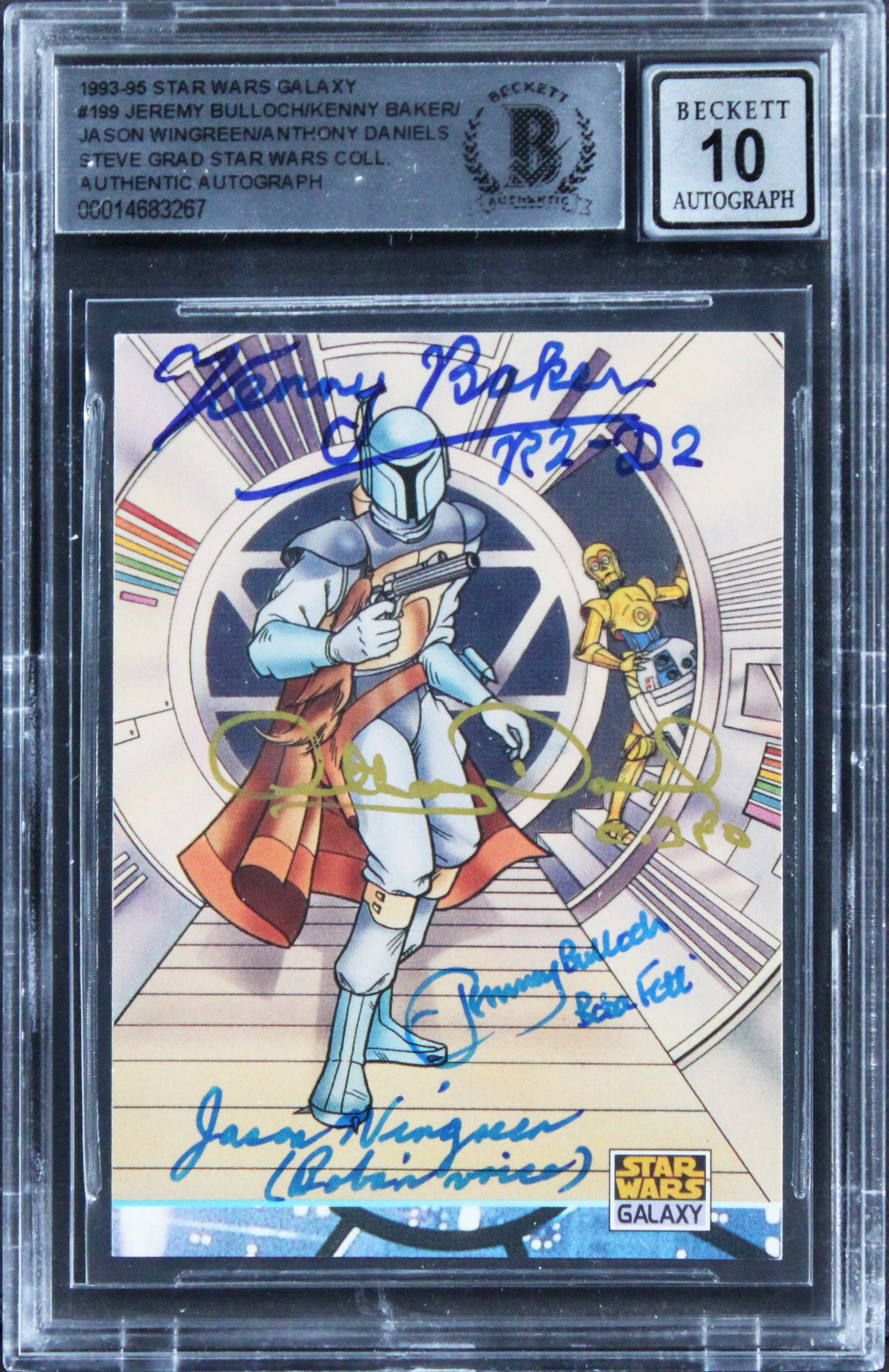 (4) Baker, Daniels +2 Signed 1993 Star Wars Galaxy #199 Card Auto 10! BAS Slab