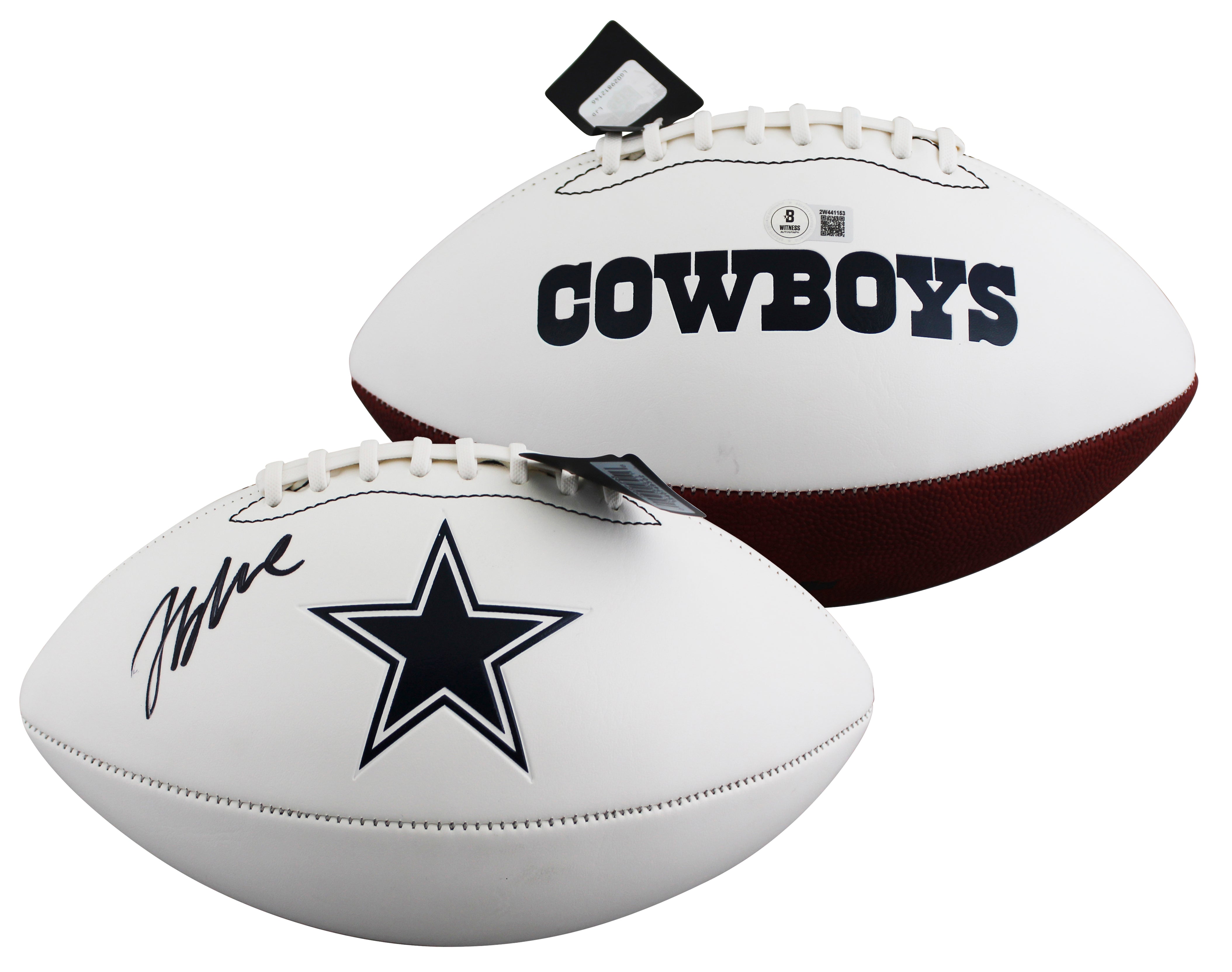 Cowboys Jaydon Blue Signed Franklin White Panel Logo Football BAS Wit #2W441153