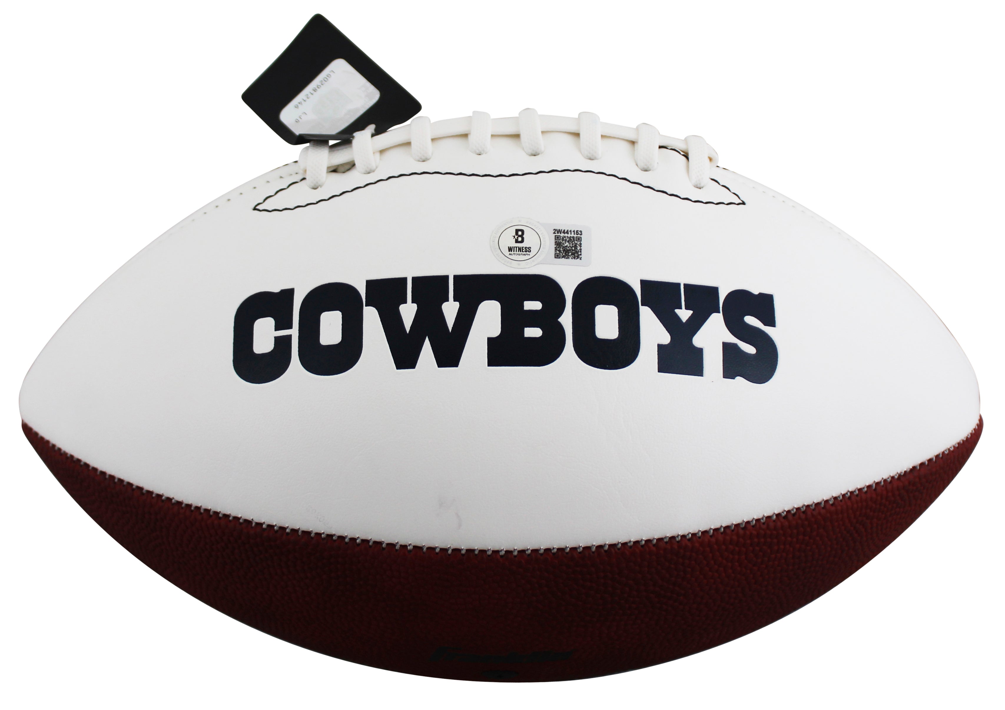 Cowboys Jaydon Blue Signed Franklin White Panel Logo Football BAS Wit #2W441153
