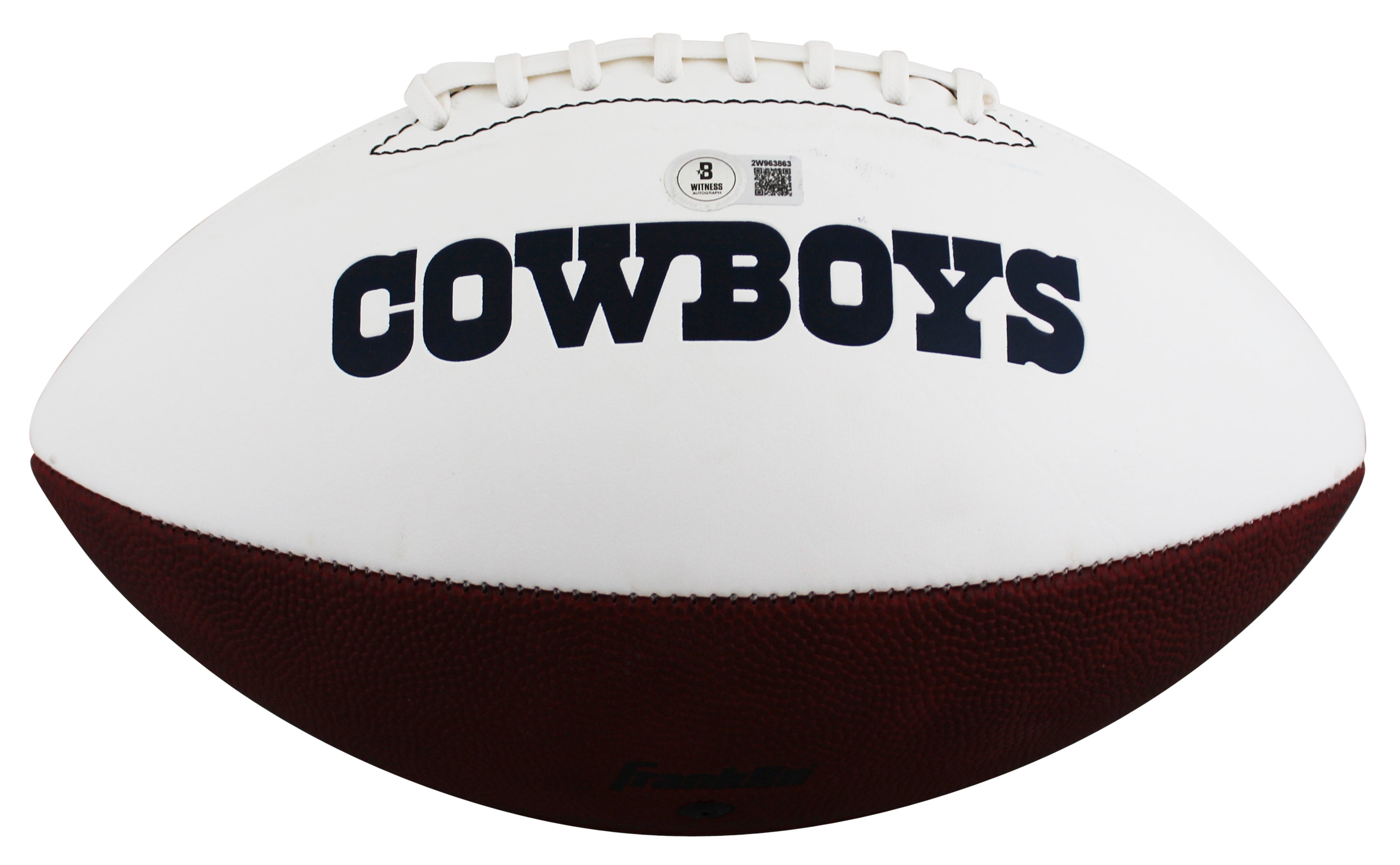 Cowboys Daryl "Moose" Johnston Signed White Panel Logo Football BAS W #2W963863