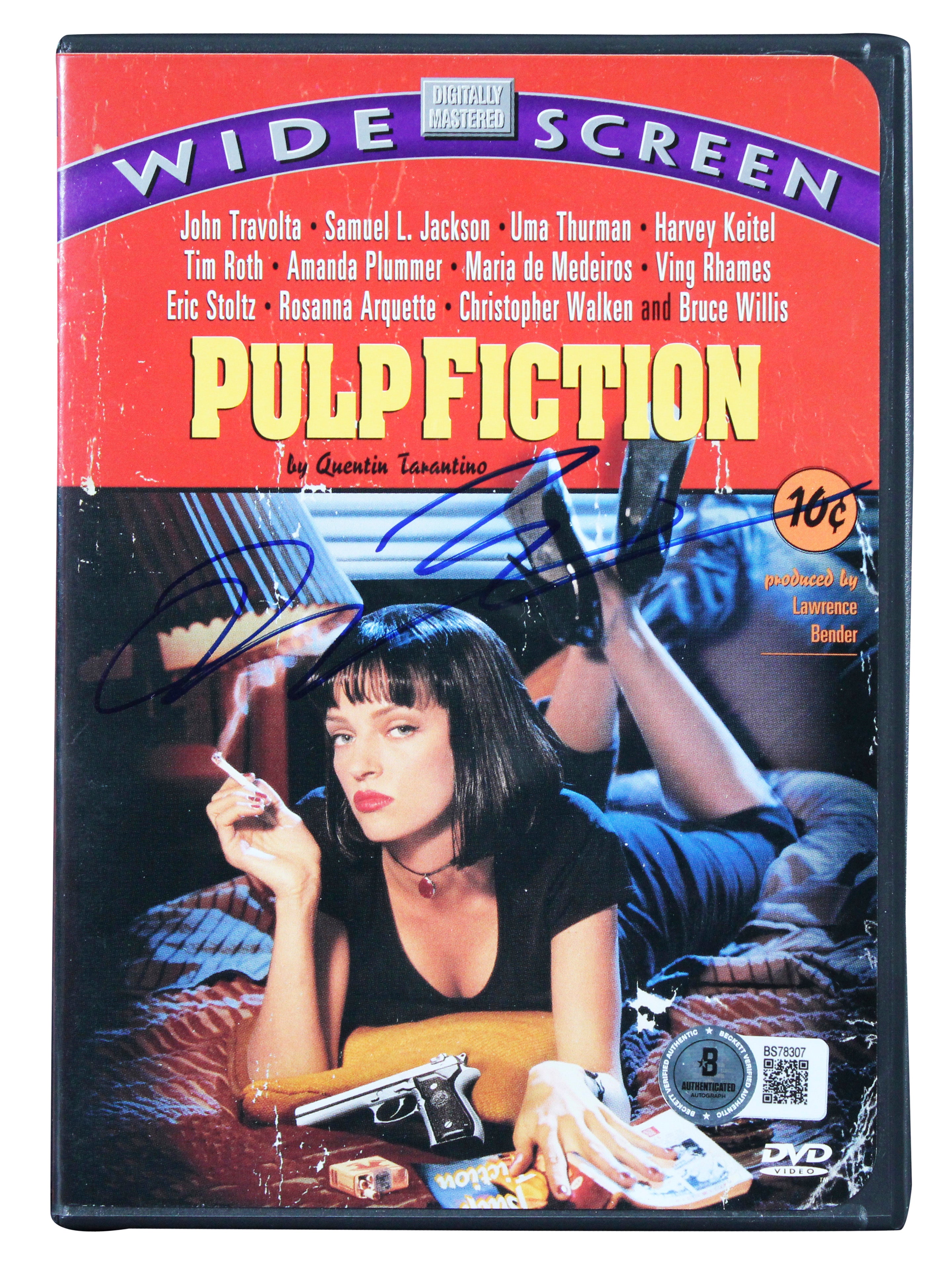 Quentin Tarantino Pulp Fiction Authentic Signed Dvd Cover W/ Disk BAS #BS78307