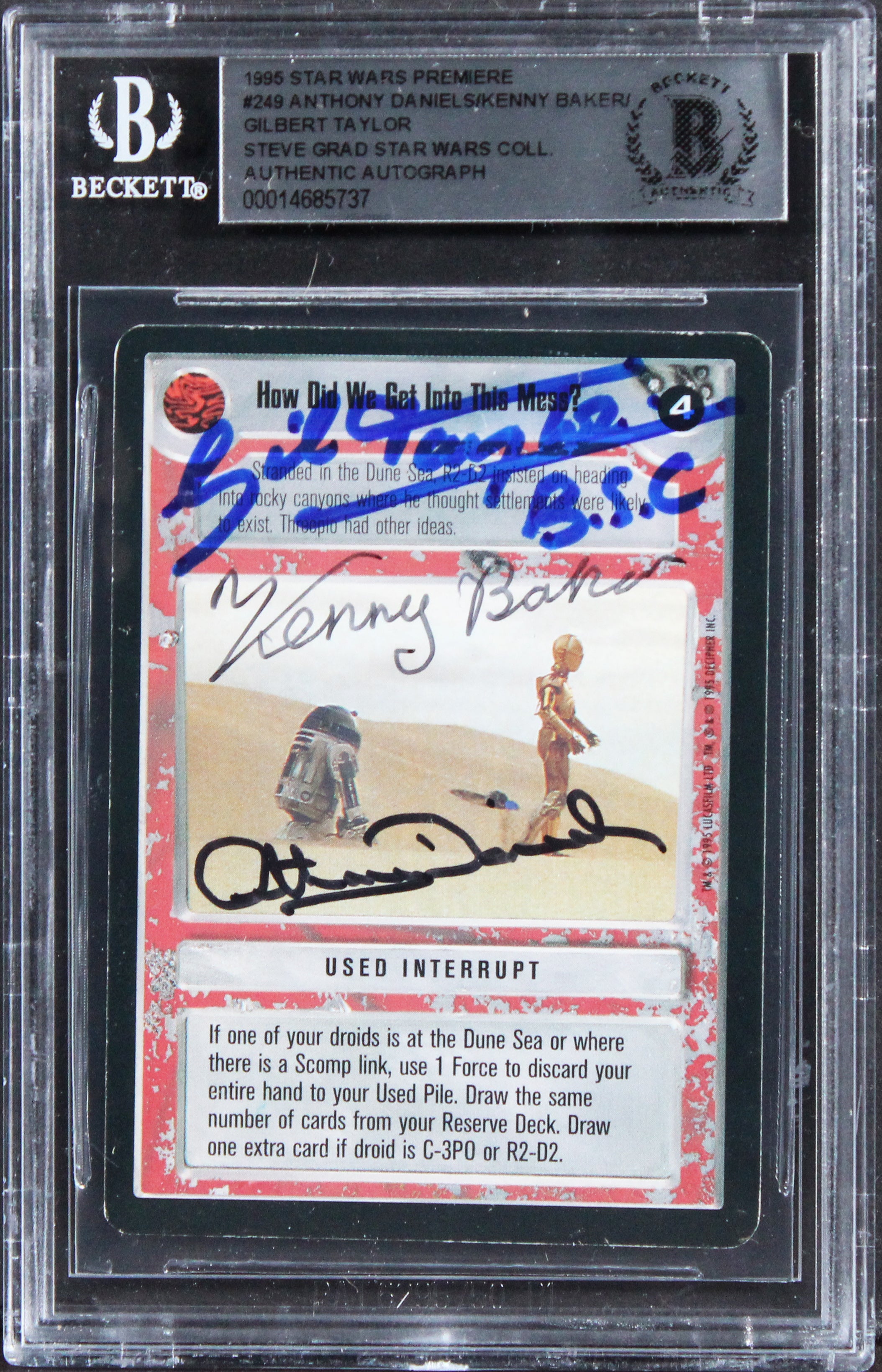 (3) Daniels, Baker, Taylor Signed 1995 Star Wars Premiere #249 Card BAS Slabbed