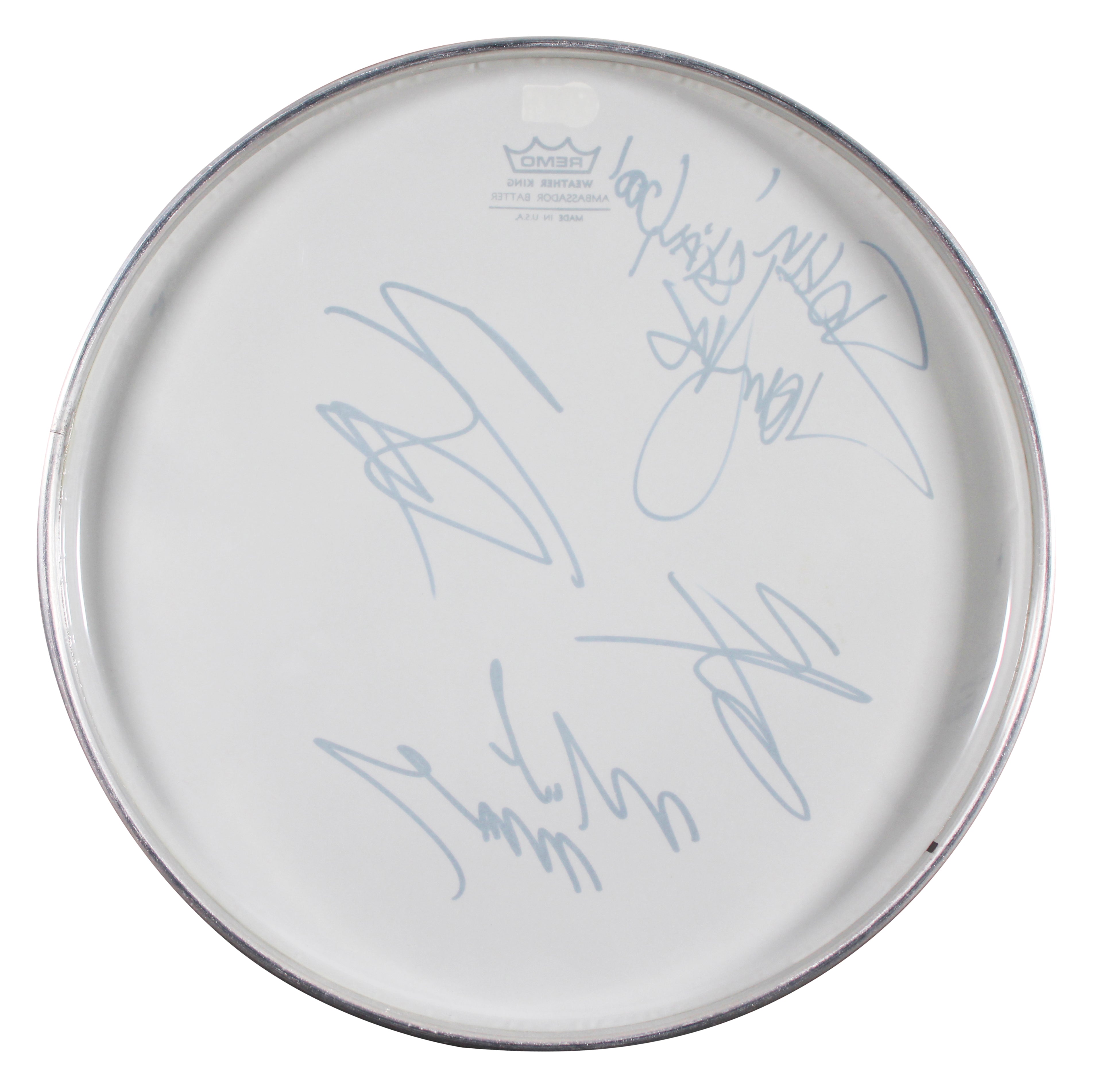 Motley Crue (4) Lee, Sixx, Neil & Mars Signed 13 Inch Drum Head BAS #AE02881