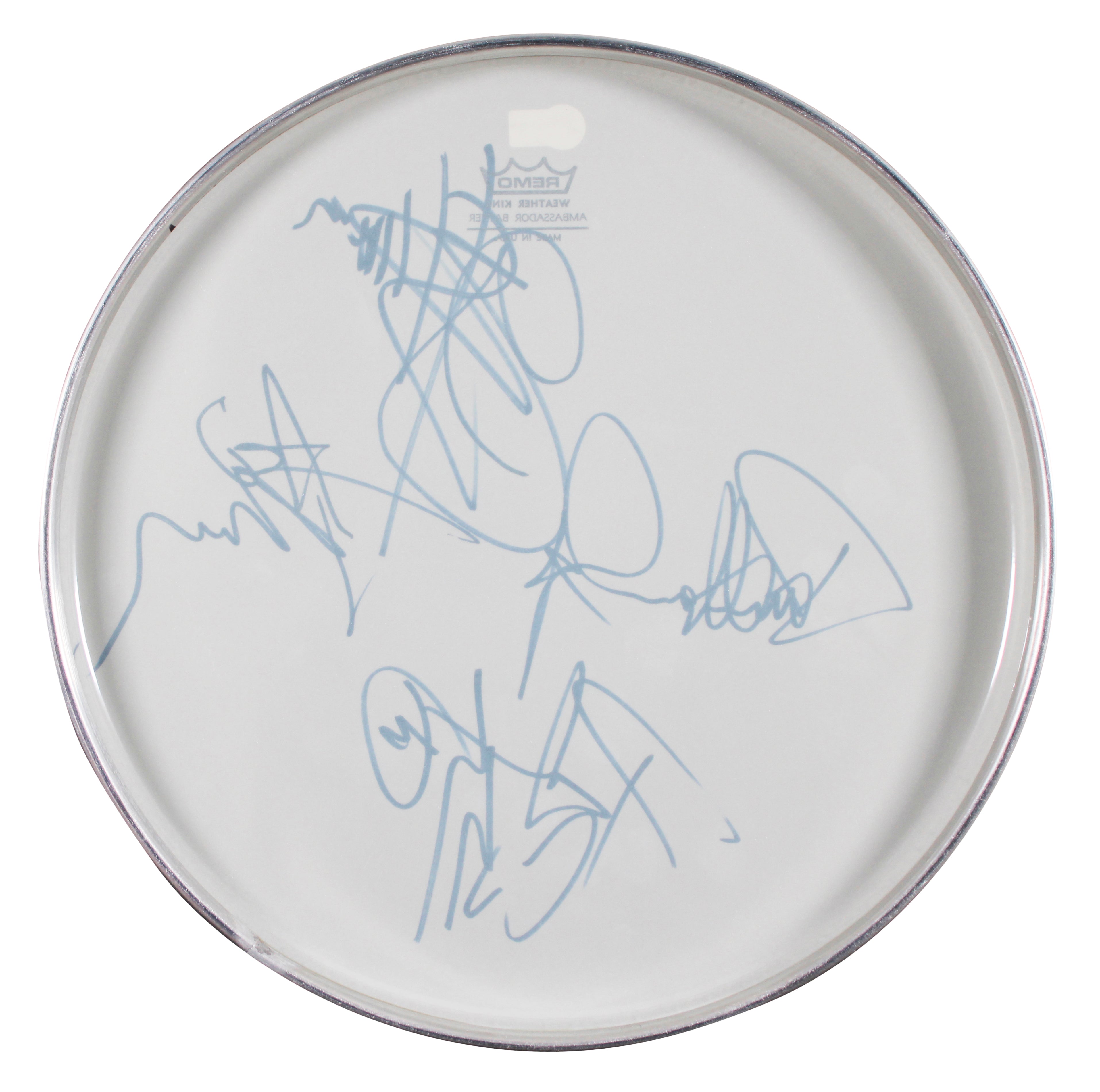 KISS (4) Simmons, Frehley, Stanley & Criss Signed 13 Inch Drum Head BAS #AE02883