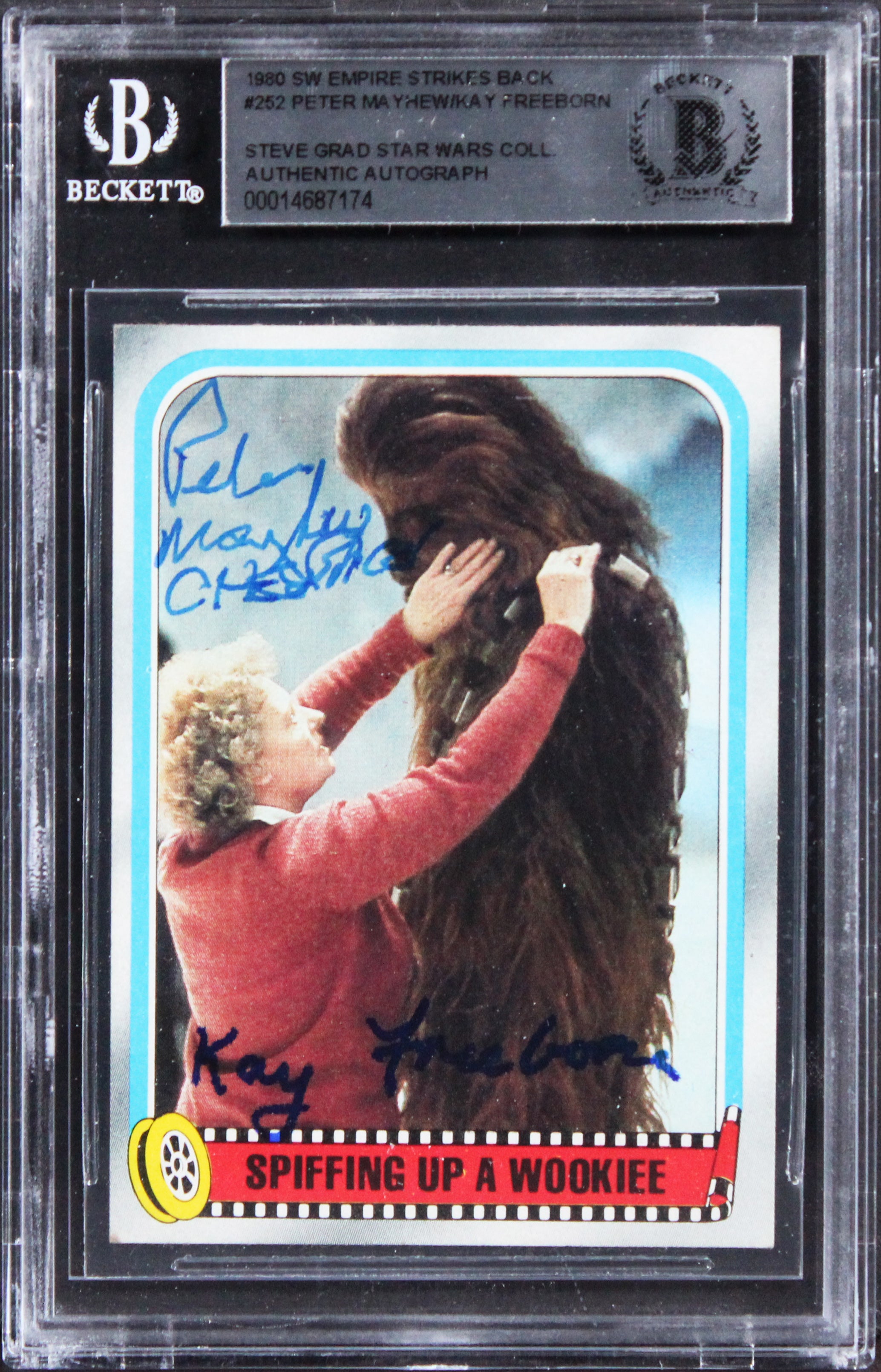 (2) Mayhew & Freeborn "w/ Insc" Signed 1980 Star Wars ESB #252 Card BAS Slab 1