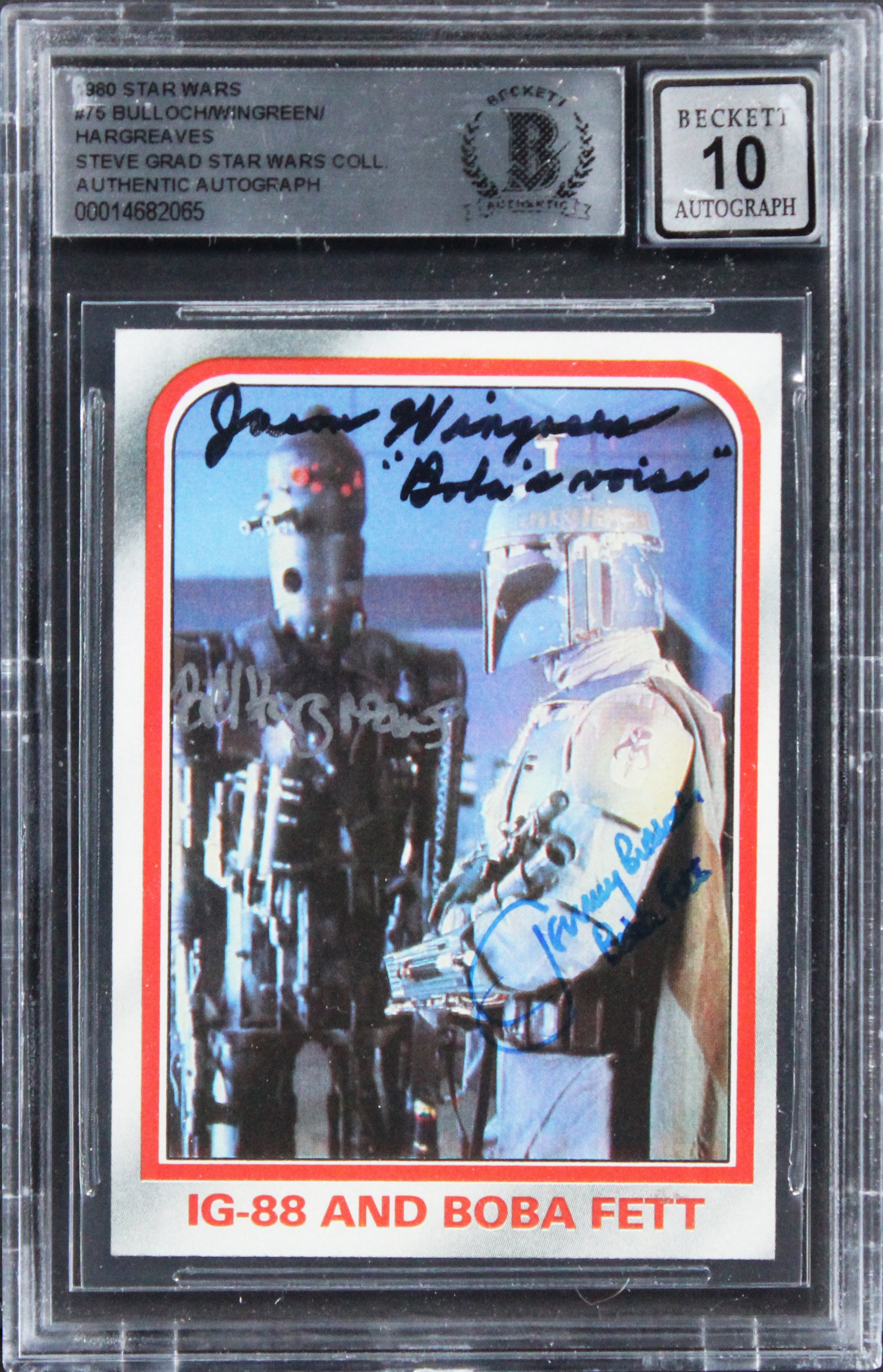 (3) Bulloch, Wingreen +1 Signed 1980 Star Wars ESB #252 Card Auto 10! BAS Slab