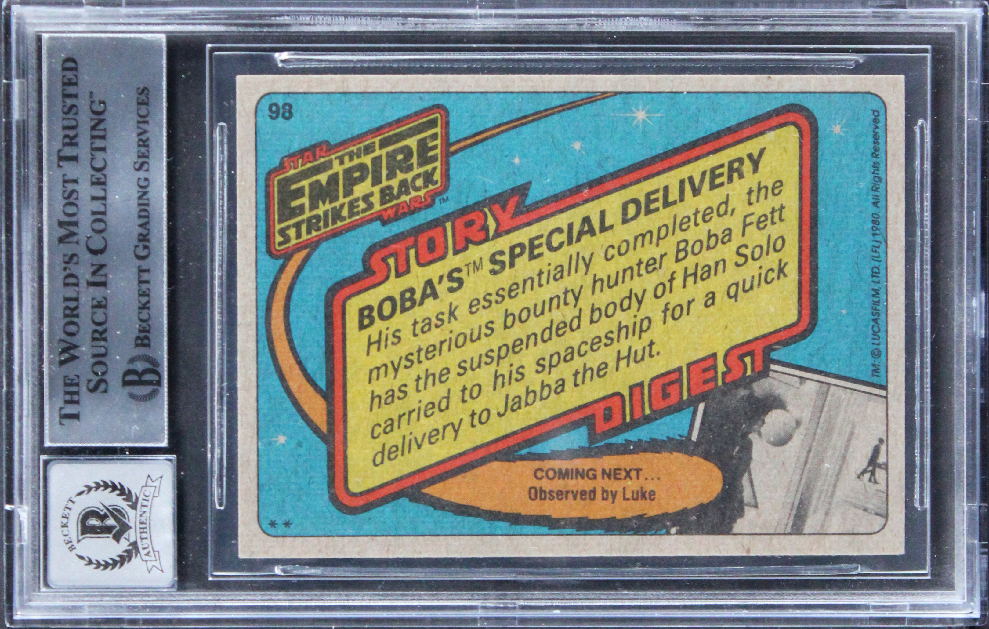 (4) Bulloch +3 "2x Insc" Signed 1980 Star Wars ESB #98 Card Auto 10! BAS Slabbed