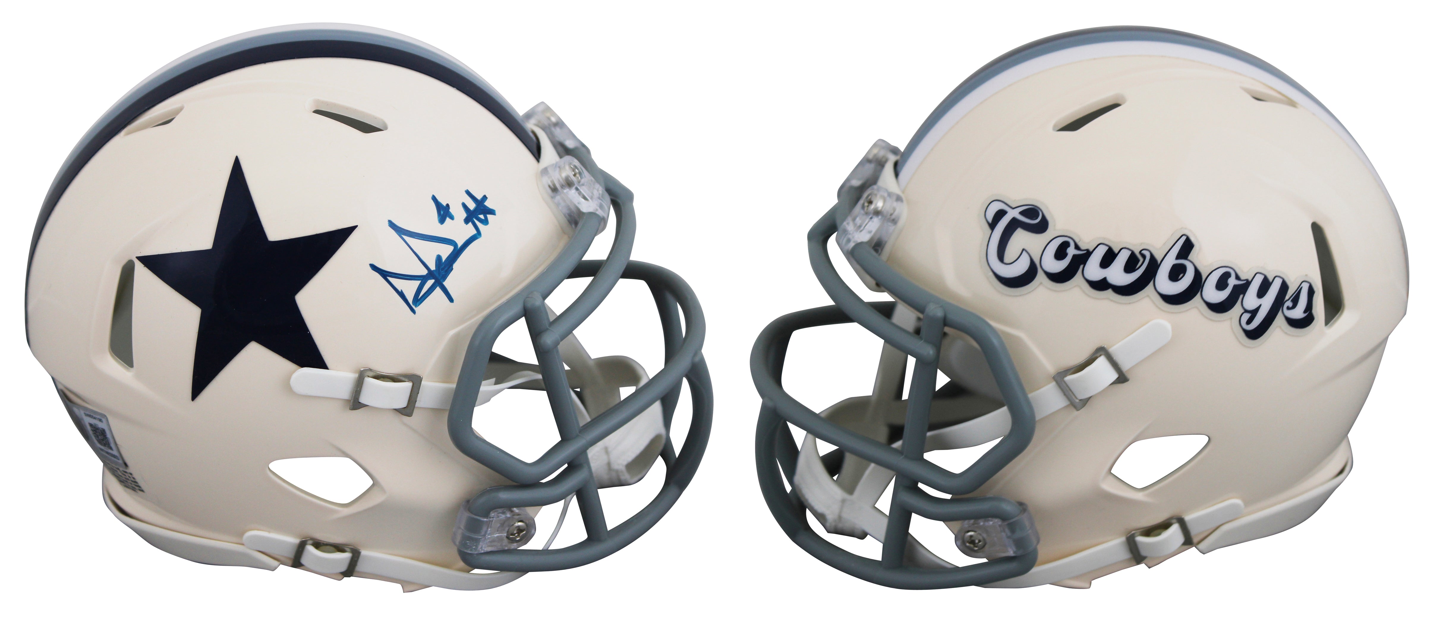Cowboys Dak Prescott Authentic Signed Retro Speed Mini Helmet BAS Witnessed