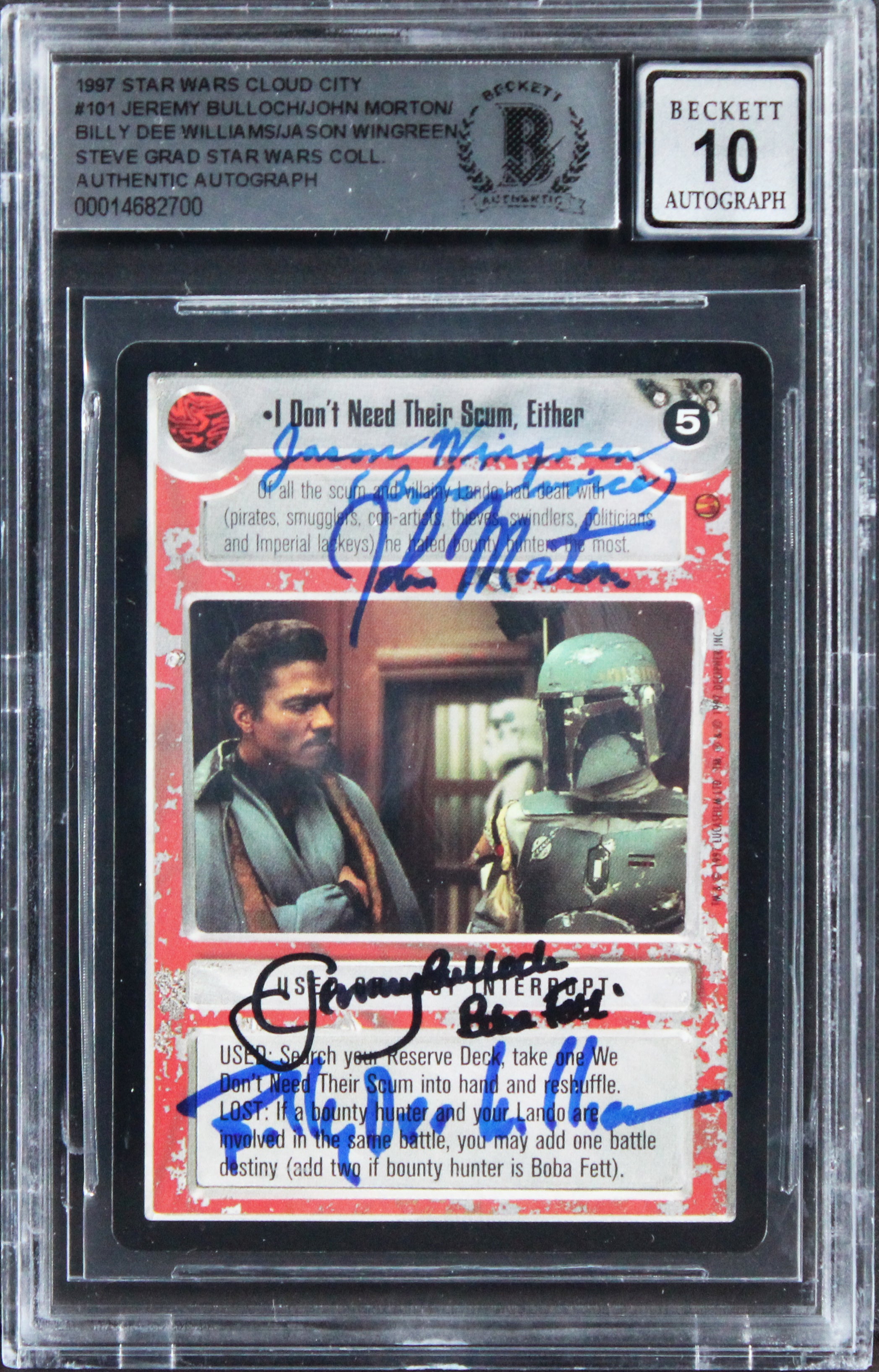 (4) Bulloch, Wingreen +2 Signed 1997 Star Wars CC #101 Card Auto 10! BAS Slabbed